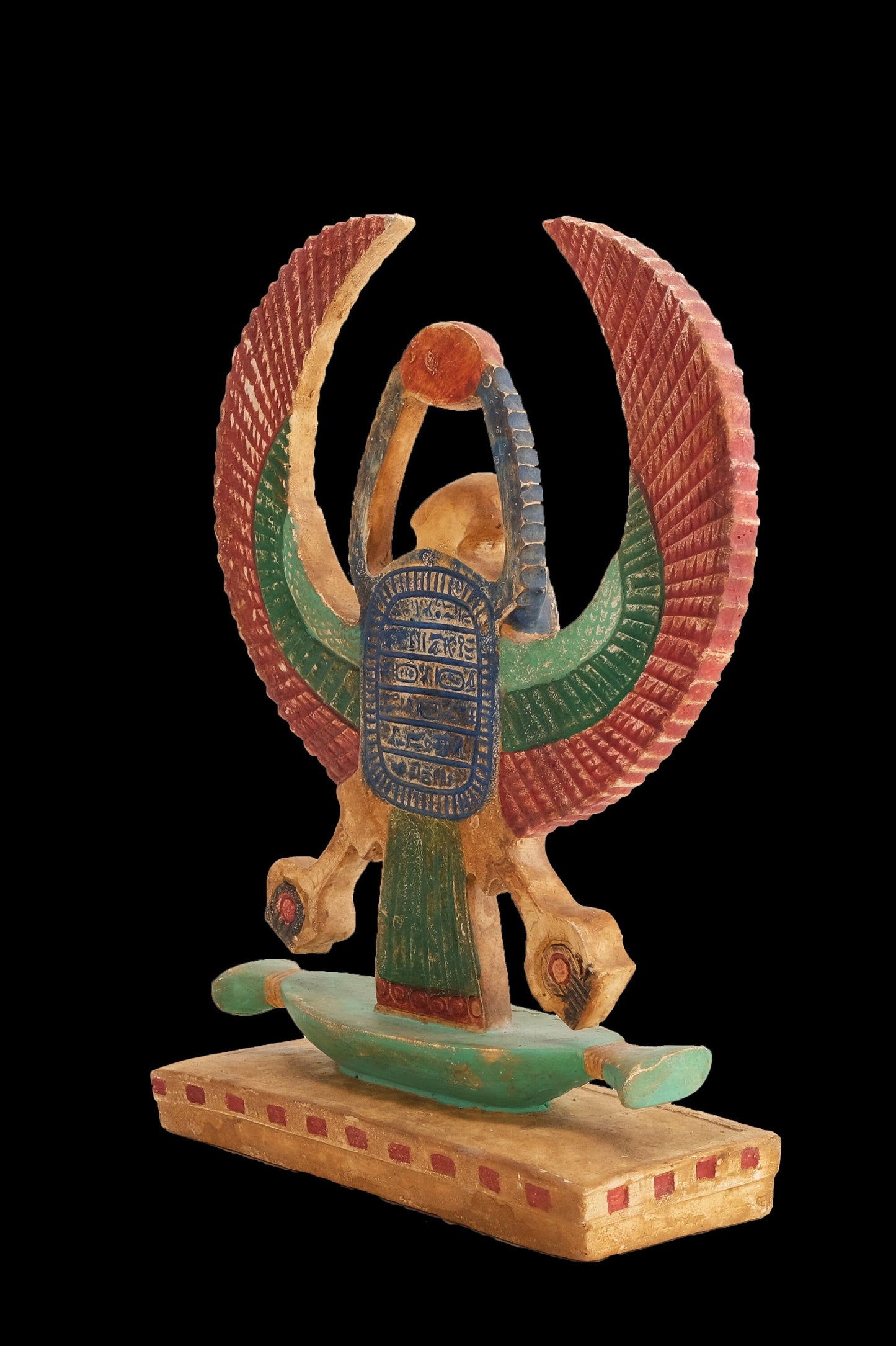 Ancient Egyptian statue of Winged Scarab Beetle Khepri made from Limestone hand painted - Made in Egypt