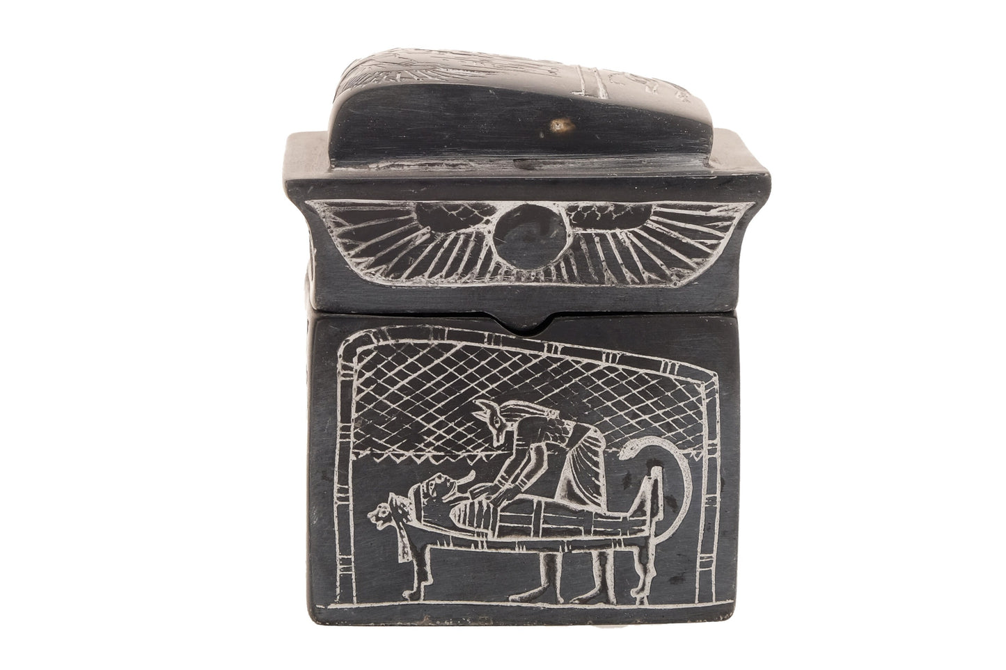 Canopic box 4 jars pharaonic Art carved inscriptions stone made in Egypt