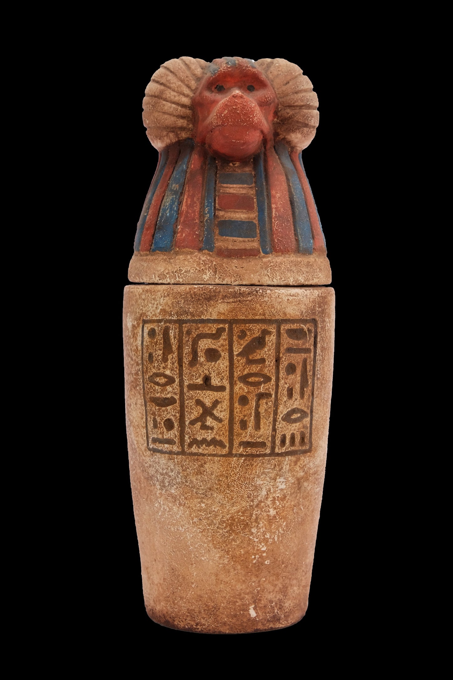 Egyptian Art canopic jars set 4 sons of Horus - made from Limestone hand painted - Made in Egypt