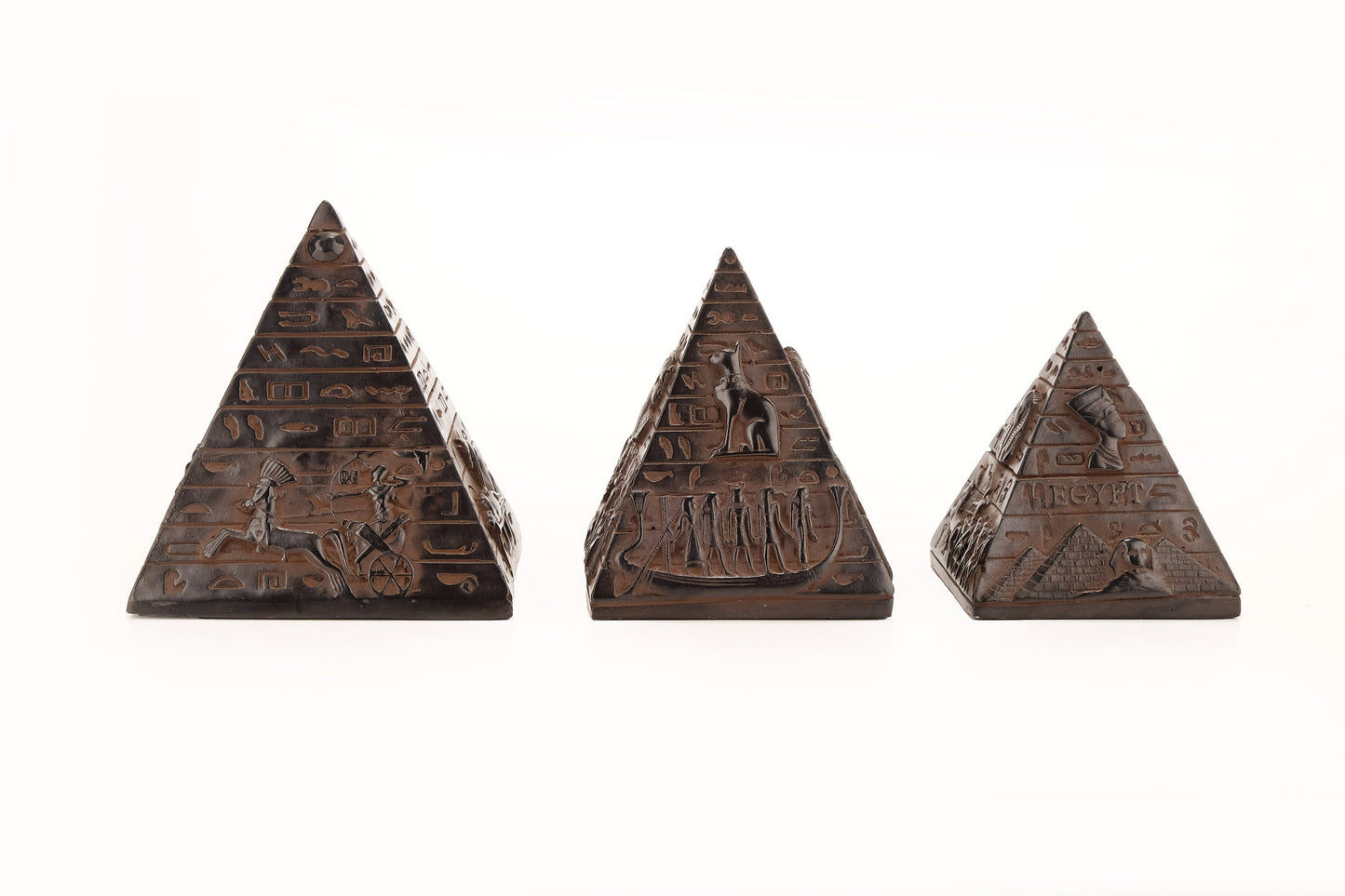 Vintage pyramids of Egypt Set - Set of 3 Pyramids - Egyptian Pyramids - Giza pyramids -EGYPTIAN Home Decor - Black heavy stone