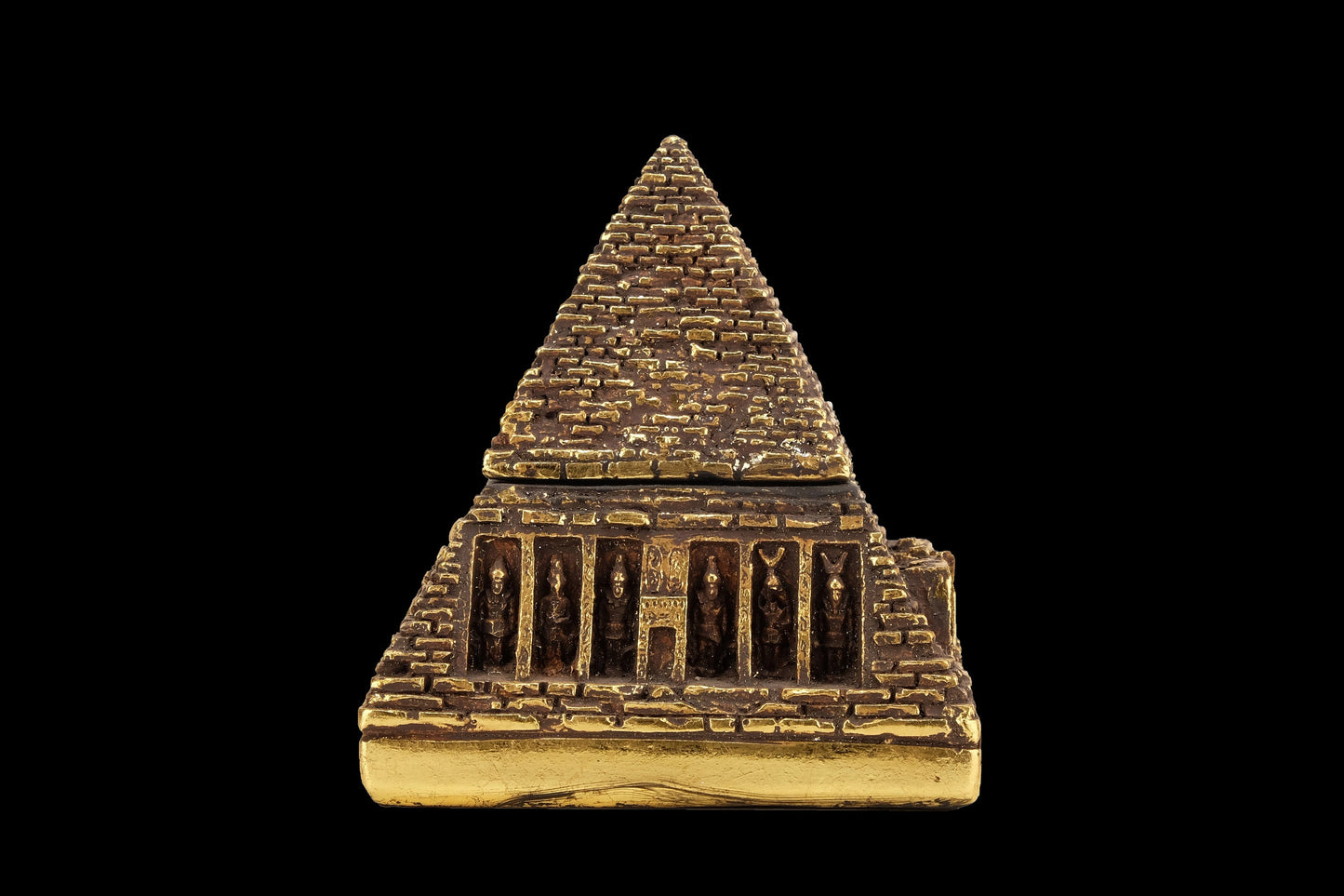 Vintage pyramid Trinket Box - Gold leaf hand painted Ancient Egyptian pyramid jewelry Box - Desk Box - Egyptian home Decor