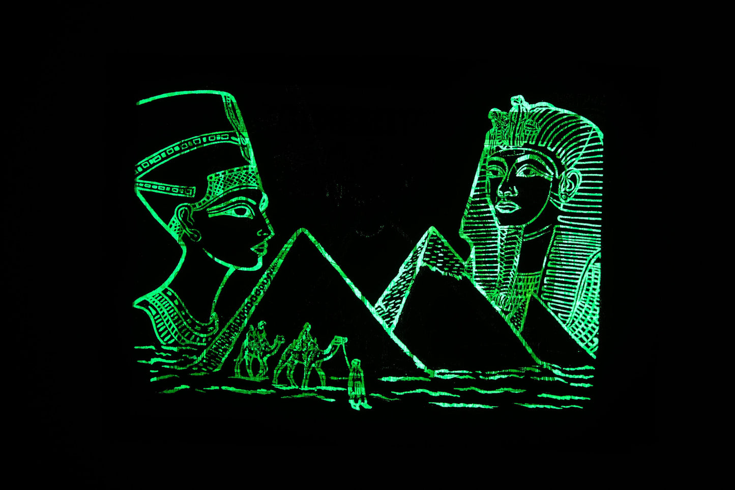 Glow in the Dark God Horus Leadings Queen Nefertari into afterlife Glow in the dark papyrus