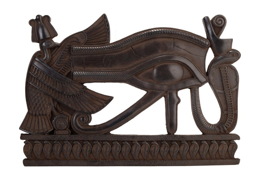 Ancient Egyptian Art Wall Relief Eye of Horus sculpture black heavy stone made in Egypt