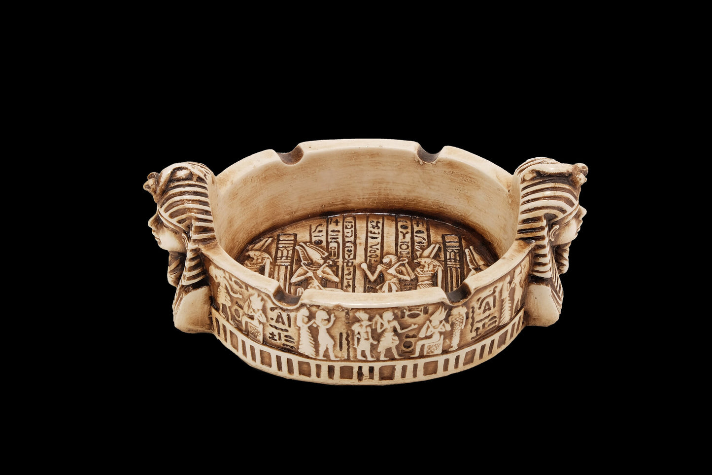 Unique ancient Egyptian Handmade Ash Tray with the famous Mask of King Tutankhamun on Both Sides
