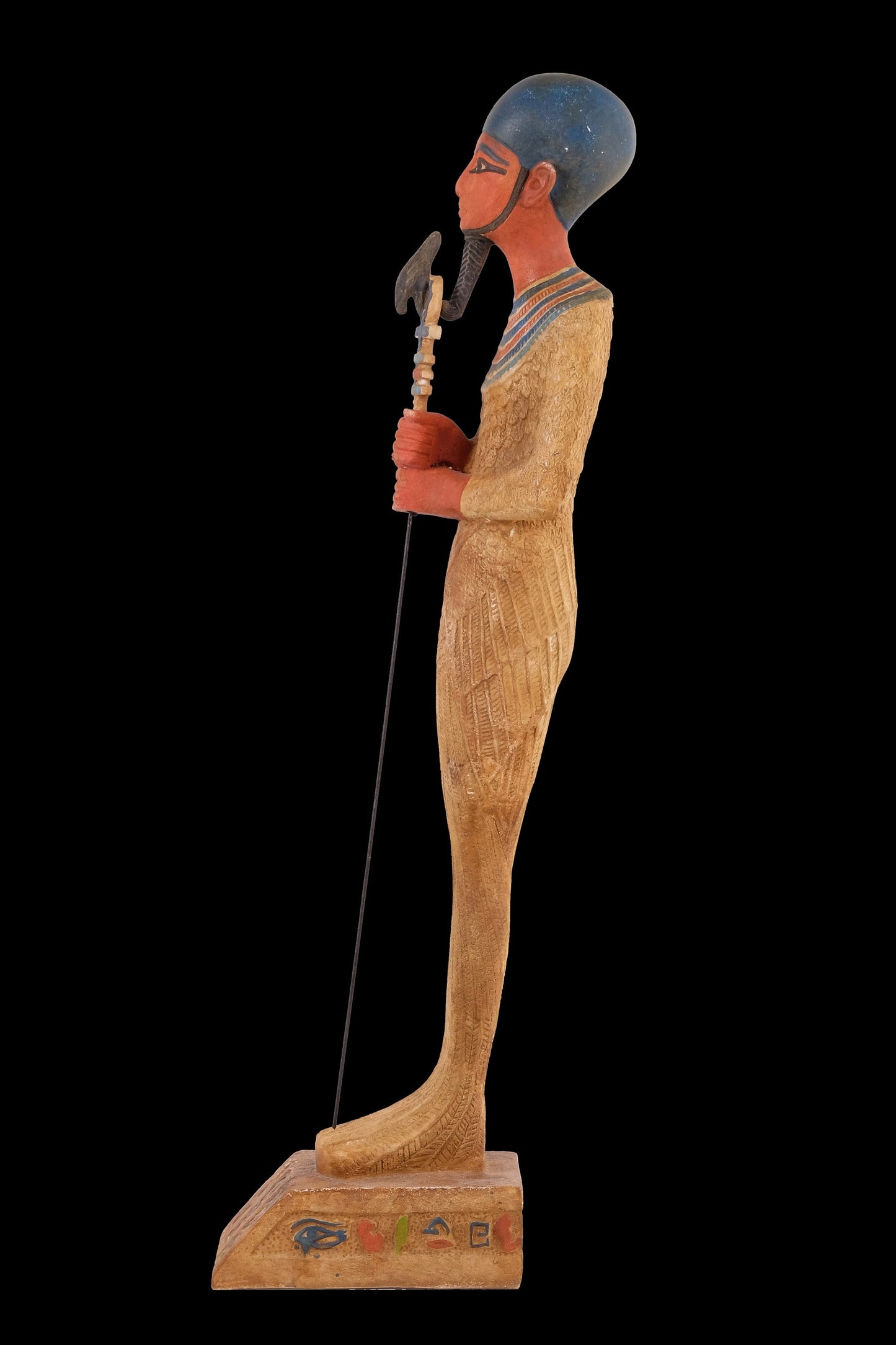 Ancient Egyptian statue of Ptah - Large heavy limestone hand painted made in Egypt
