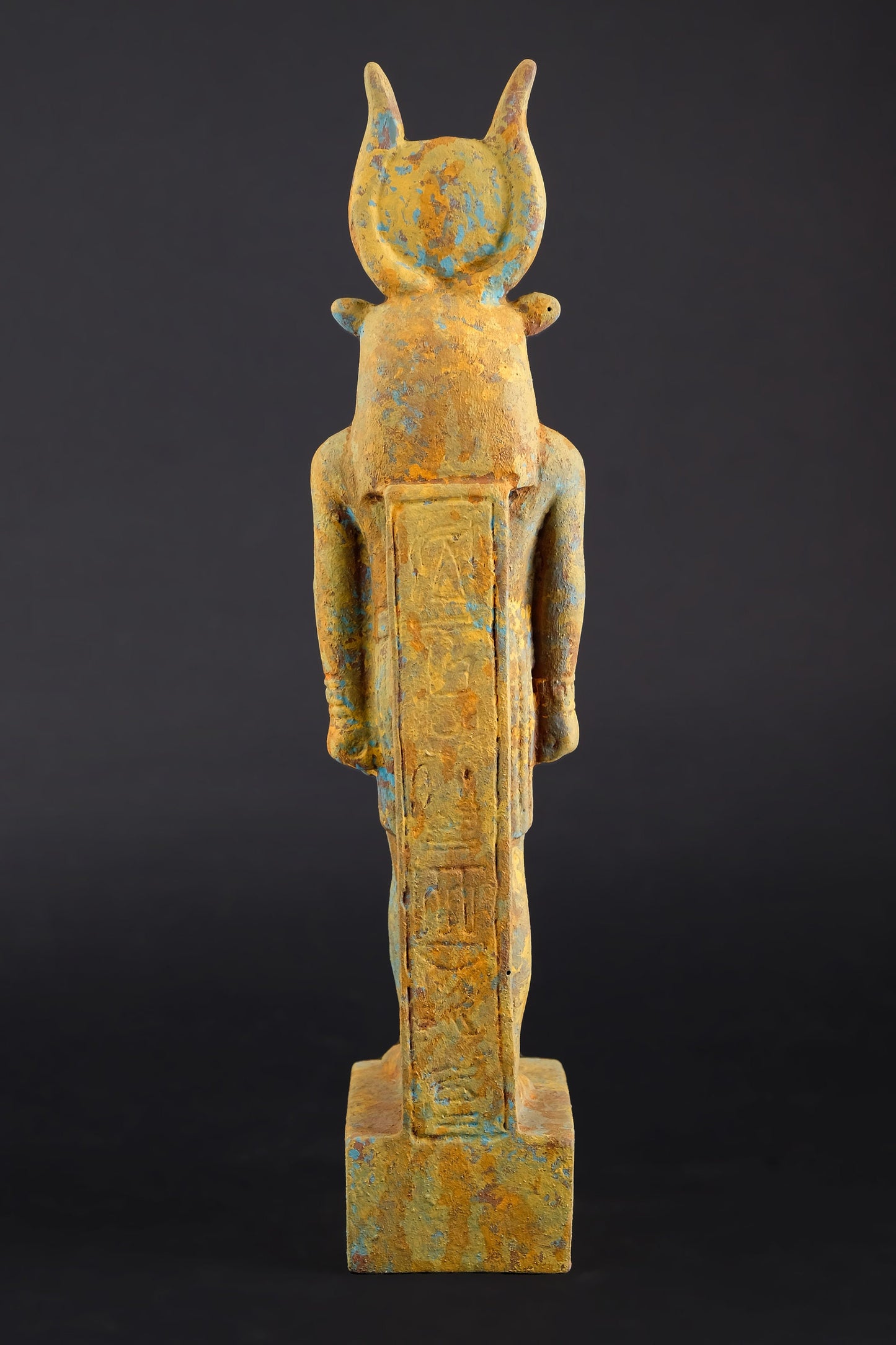 Vintage Ancient Egyptian statue of goddess Hathor heavy Unique Bronze color Hand painted Made in Egypt