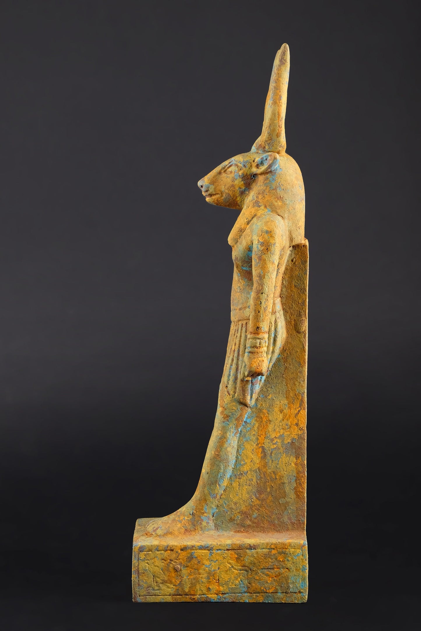 Vintage Ancient Egyptian statue of goddess Hathor heavy Unique Bronze color Hand painted Made in Egypt