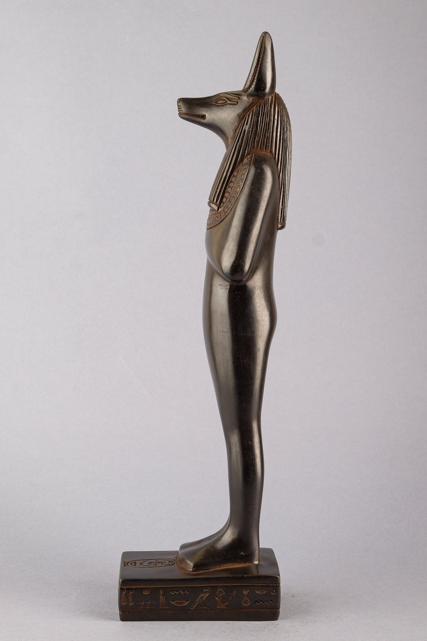 A unique ancient Egyptian statue of Anubis Jackal God of afterlife and mummification standing in form mummy with Jackel head made in Egypt