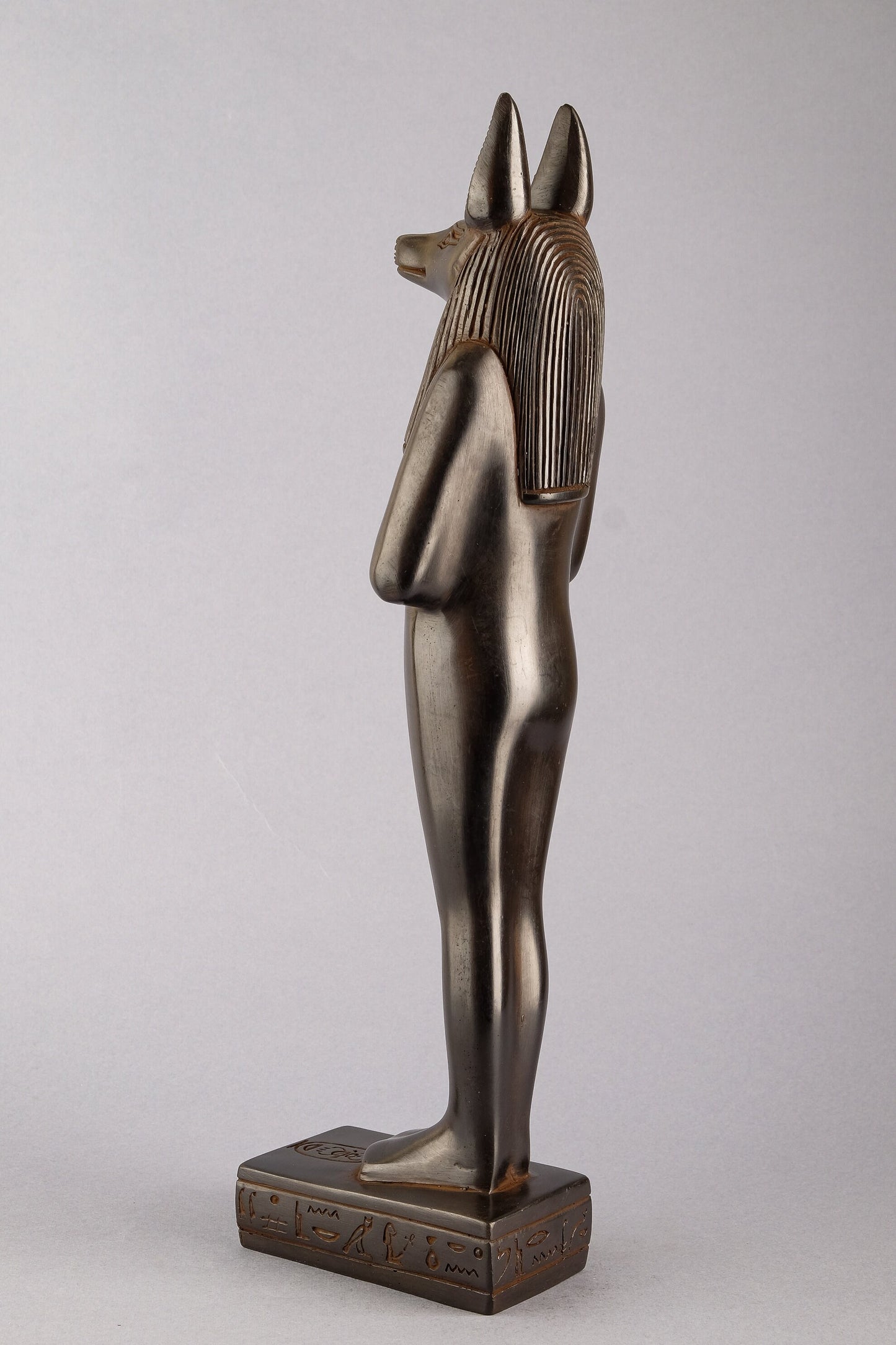 A unique ancient Egyptian statue of Anubis Jackal God of afterlife and mummification standing in form mummy with Jackel head made in Egypt