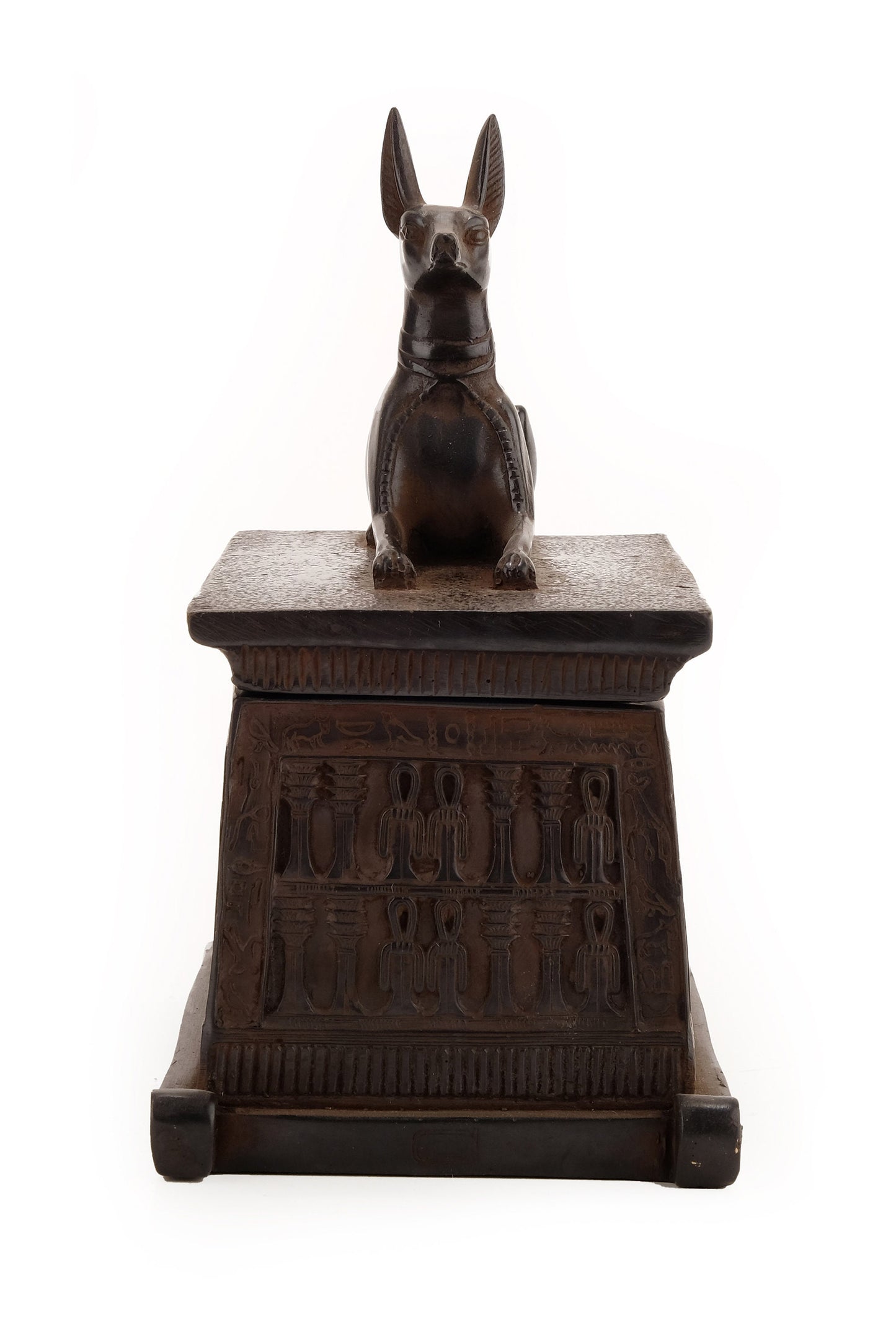 Unique Egyptian art Box Hieroglyphics black Anubis symbol of the dead and Underworld made in Egypt
