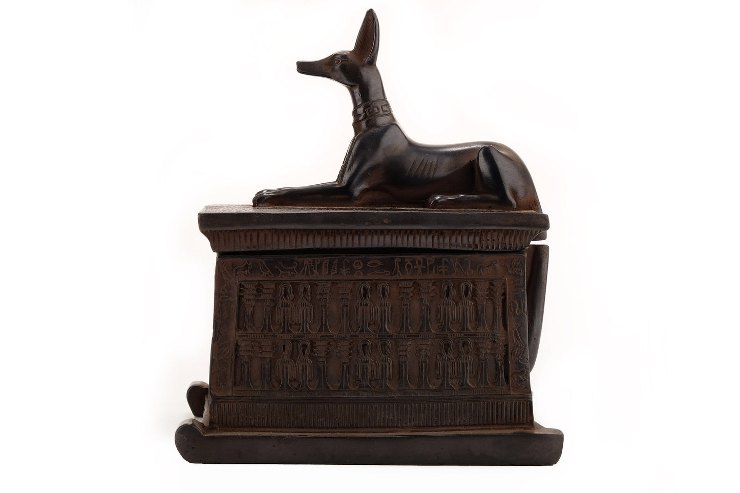 Unique Egyptian art Box Hieroglyphics black Anubis symbol of the dead and Underworld made in Egypt