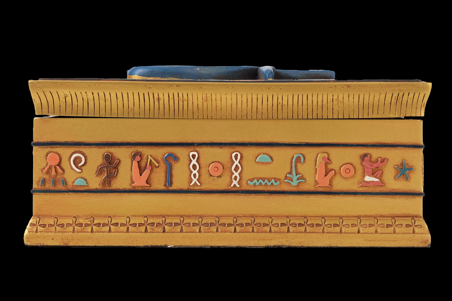 Unique Ancient Egyptian Art Box Heavy decorative Eye of Horus Unique hand painted colored made in Egypt.