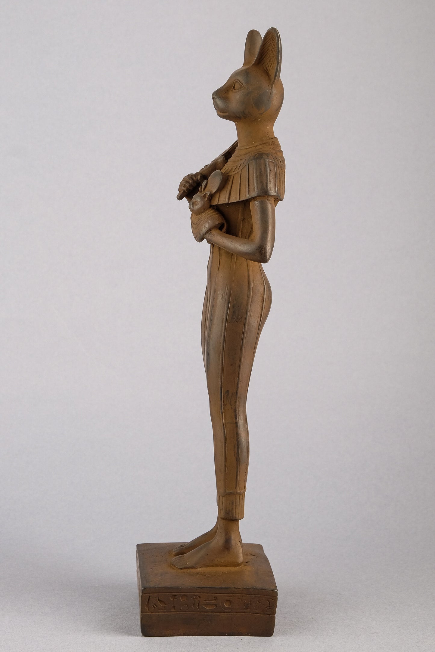 Ancient Egyptian statue of goddess Bastet cat Cat large standing Joy Love Music Royal Ankh Matt finish black made in Egypt made in Egypt