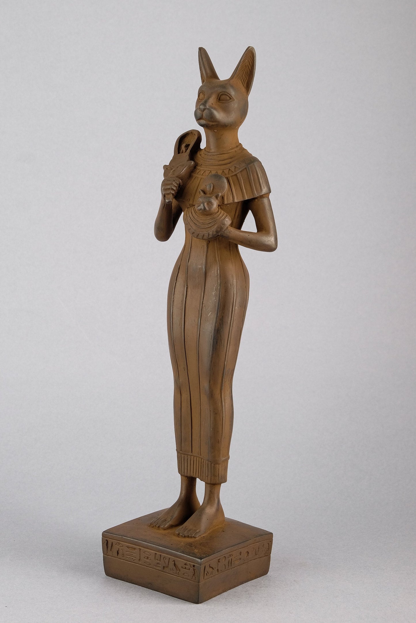 Ancient Egyptian statue of goddess Bastet cat Cat large standing Joy Love Music Royal Ankh Matt finish black made in Egypt made in Egypt