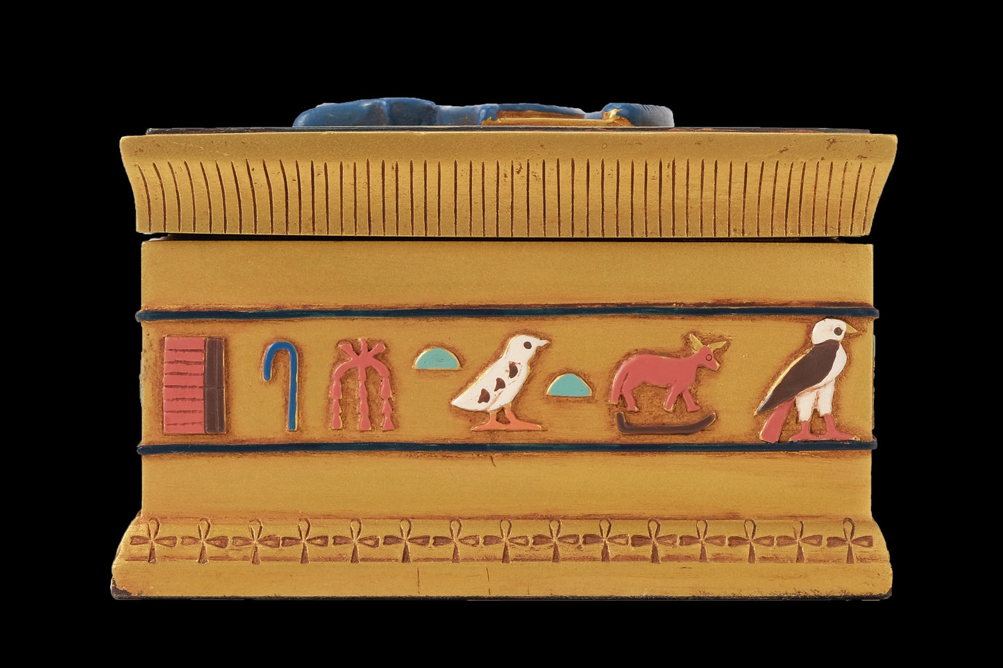 Unique Ancient Egyptian Art Box Heavy decorative Eye of Horus Unique hand painted colored made in Egypt.