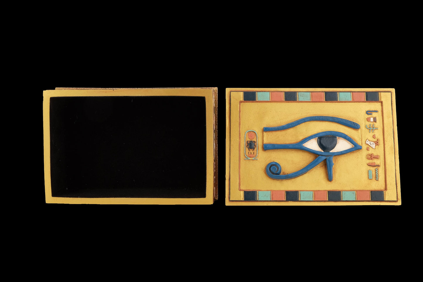 Unique Ancient Egyptian Art Box Heavy decorative Eye of Horus Unique hand painted colored made in Egypt.