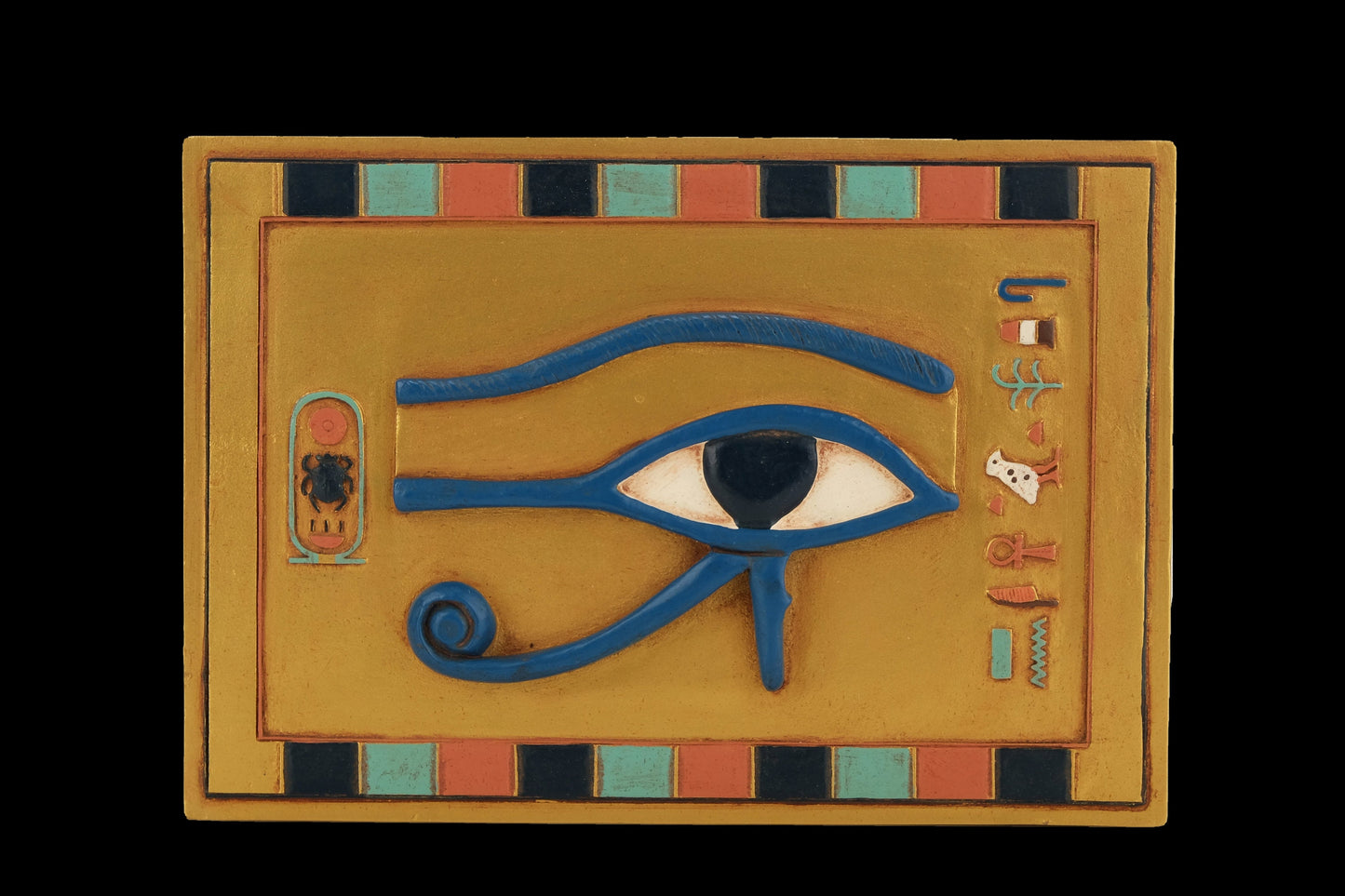 Unique Ancient Egyptian Art Box Heavy decorative Eye of Horus Unique hand painted colored made in Egypt.