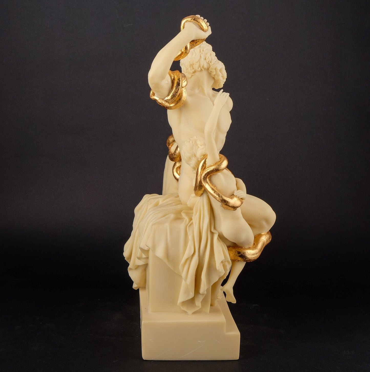 Ancient Greek statue of Laocoon and his Sons Polystone sculpture white with gold leaf hand painted made in Egypt
