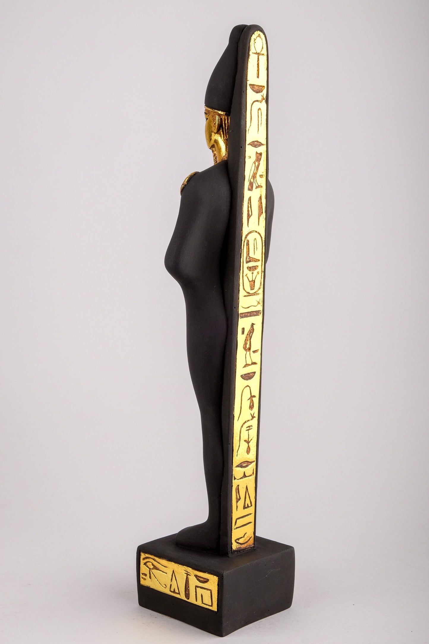 Statue god Osiris lord of the dead Black unique gold leaf hand painted made in Egypt. The first one associated with a mummy wrap.