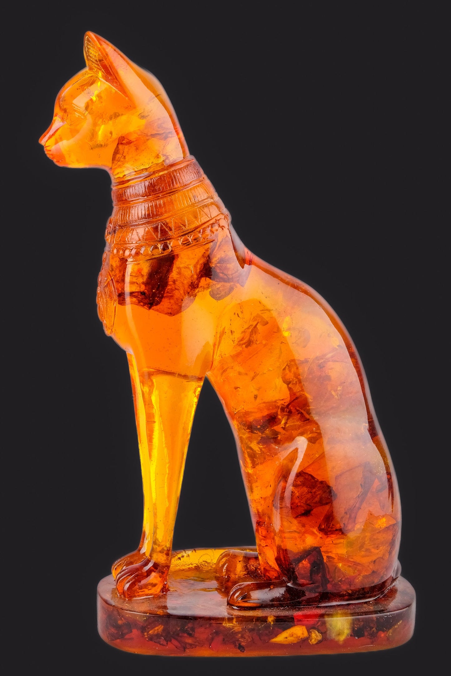 Statue of Egyptian goddess Bastet cat vintage statue amber dust - home decor cat - pharaonic Cat- Egyptian Bastet made in Egypt