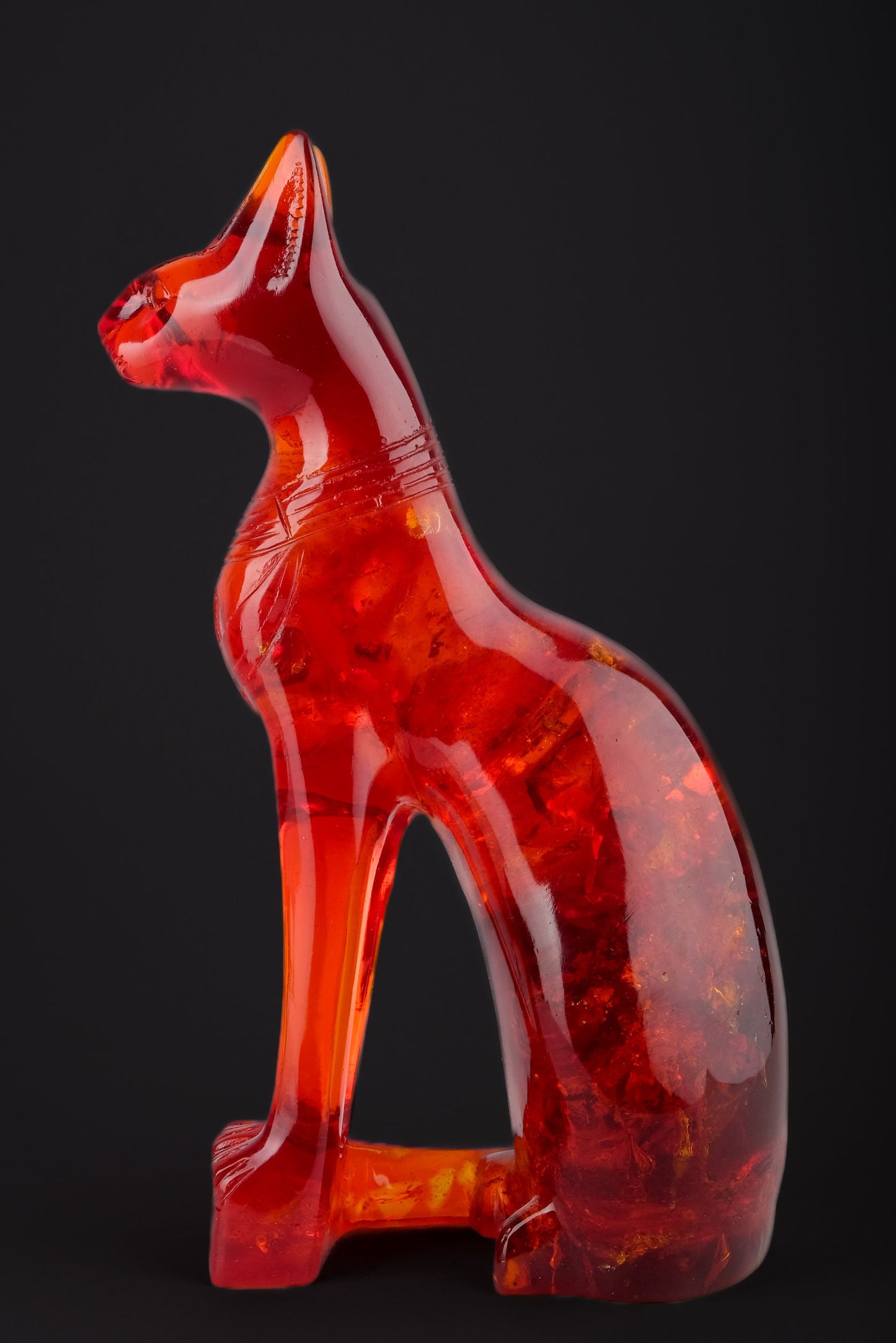 Unique Egyptian statue of goddess Bastet cat vintage statue - home decor cat - pharaonic Cat- Egyptian Bastet Amber dust made in Egypt