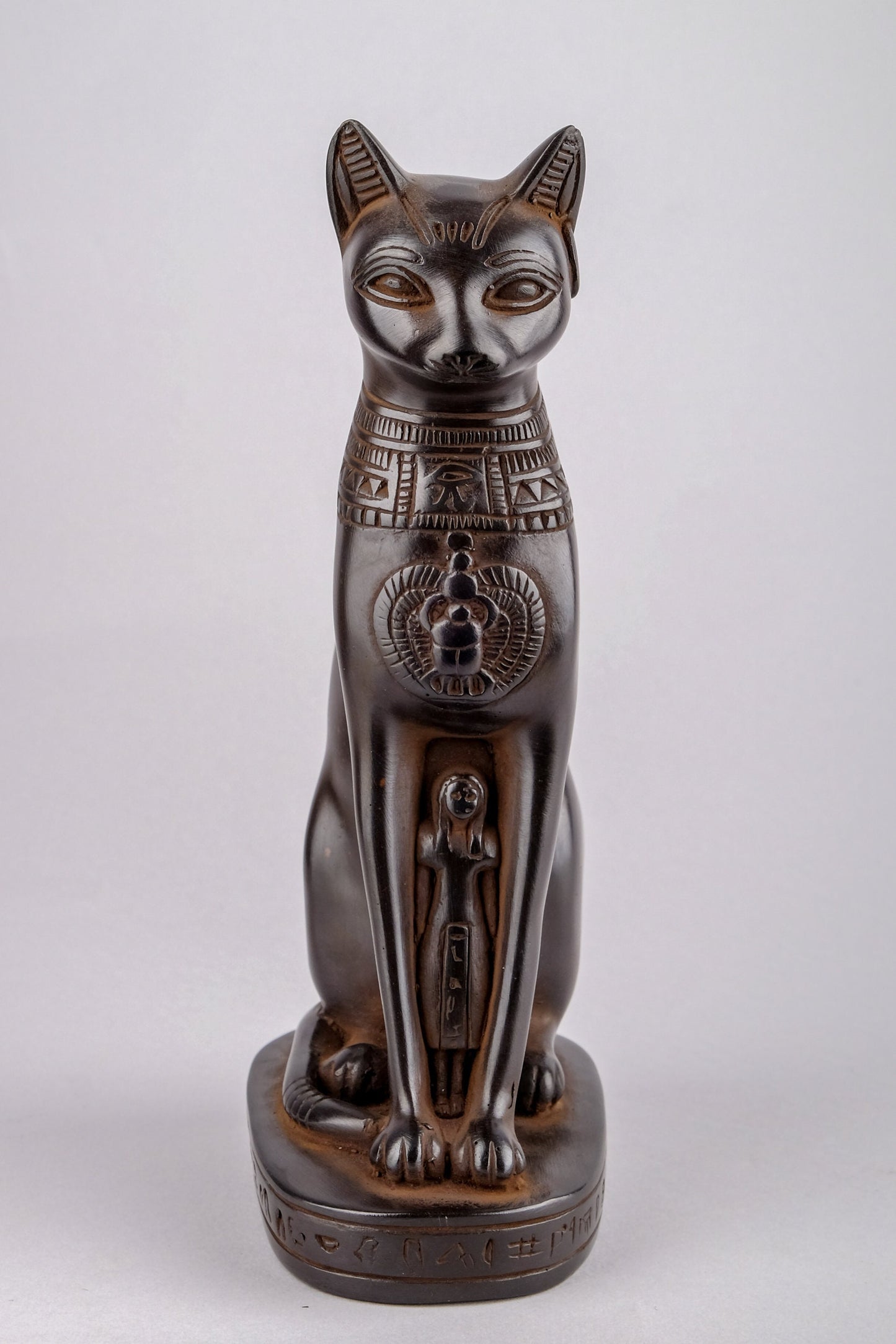 Ancient Egyptian statue of goddess Bastet cat heavy black stone made in Egypt