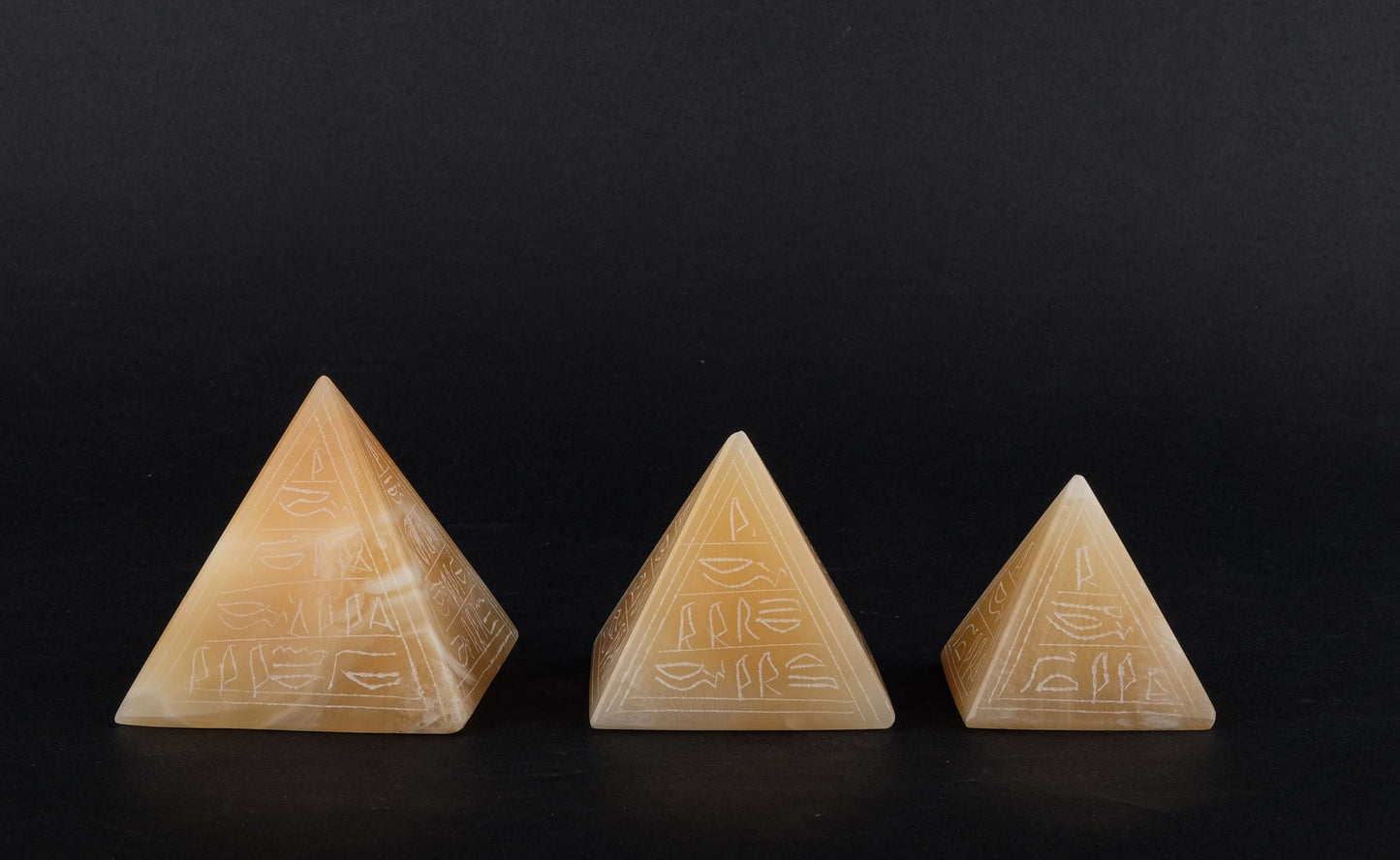 Vintage pyramids of Egypt Set - Set of 3 Pyramid- Egyptian Pyramids - EGYPTIAN Home Decor - Alabaster Stone hand carved made in Egypt