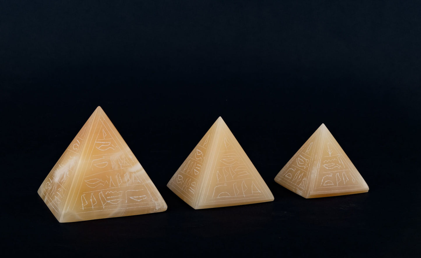 Vintage pyramids of Egypt Set - Set of 3 Pyramid- Egyptian Pyramids - EGYPTIAN Home Decor - Alabaster Stone hand carved made in Egypt