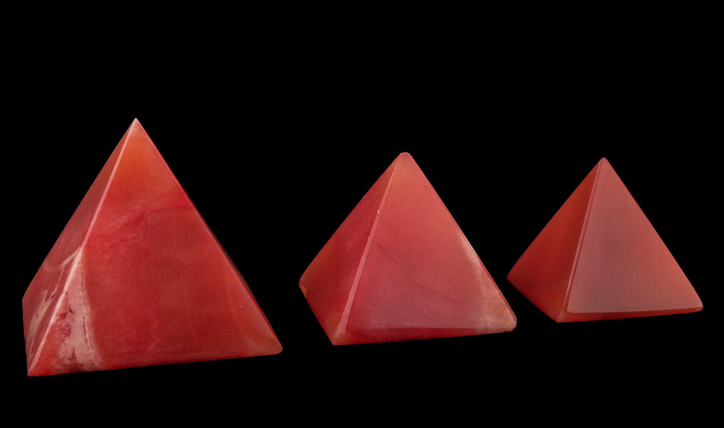 Vintage pyramids of Egypt Set - Set of 3 Pyramid- Egyptian Pyramids - EGYPTIAN Home Decor - Red Alabaster Stone made in Egypt