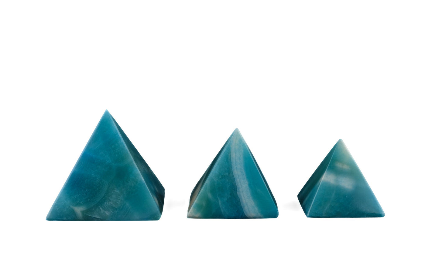Vintage pyramids of Egypt Set - Set of 3 Pyramid- Egyptian Pyramids - EGYPTIAN Home Decor - Blue Alabaster Stone made in Egypt