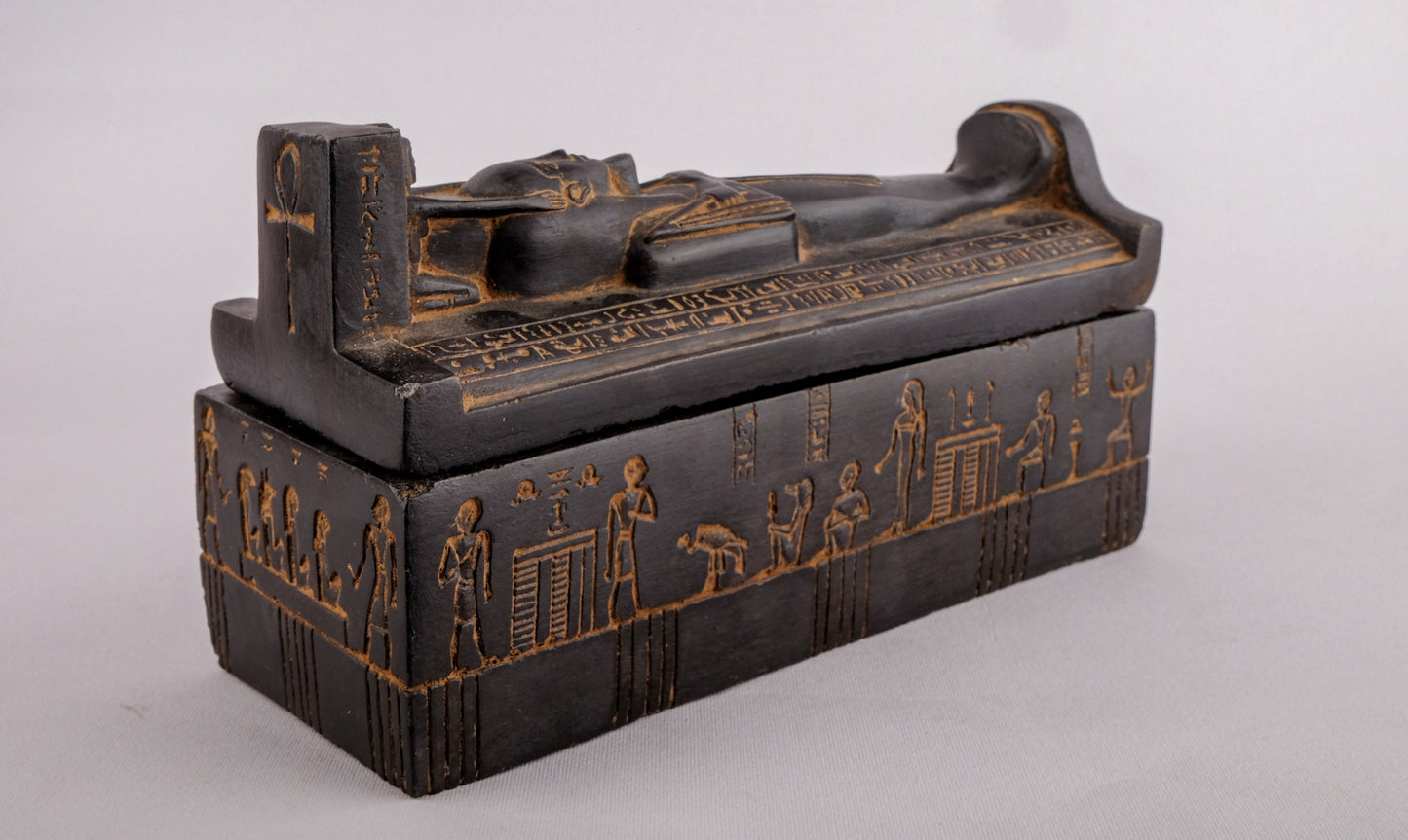 Unique Ancient Egyptian Mummy Box of Isis Black heavy stone made in Egypt