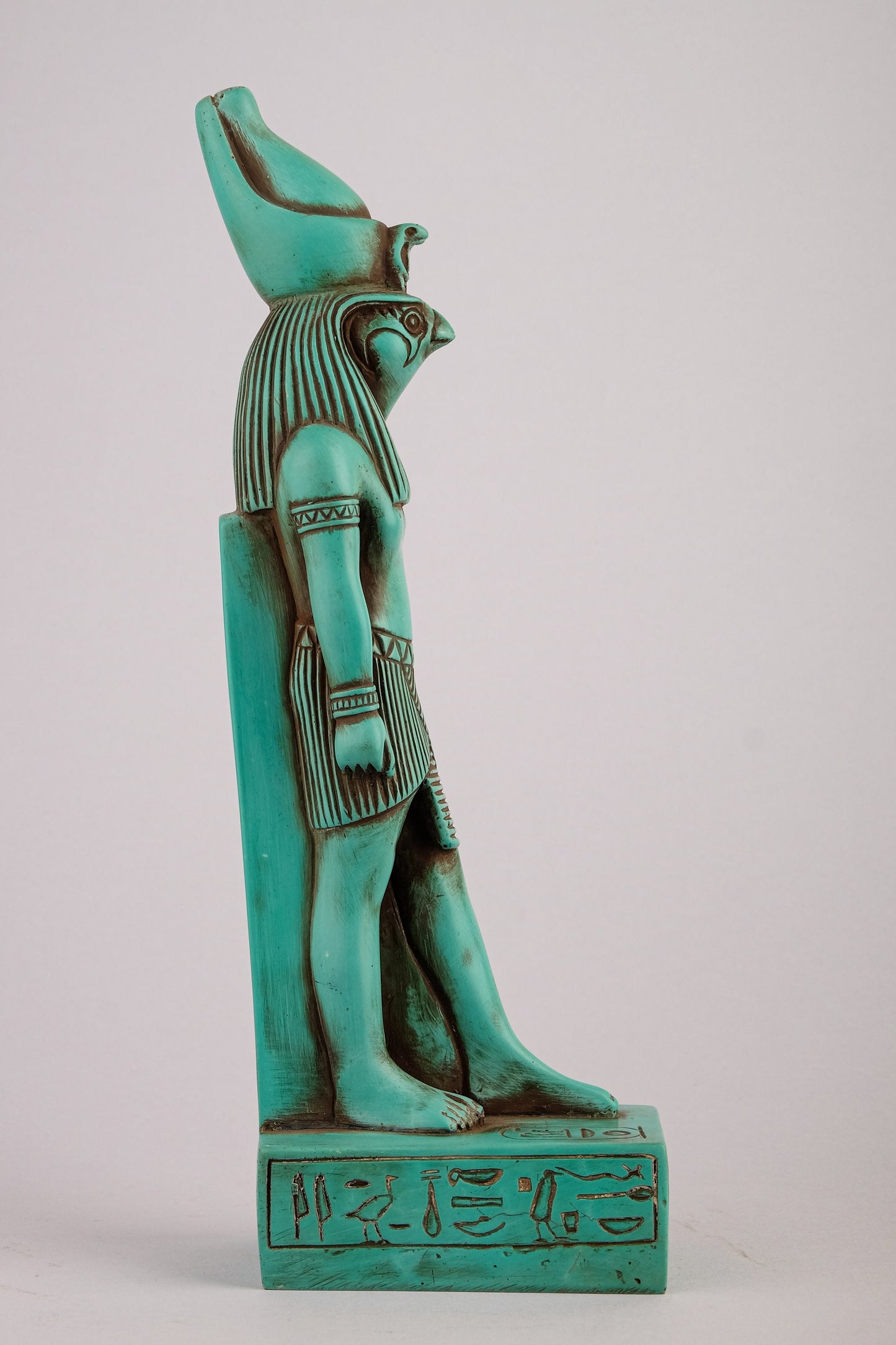 Statue Horus Falcon Headed God of Sky standing unique art Sculpture large green stone made in Egypt