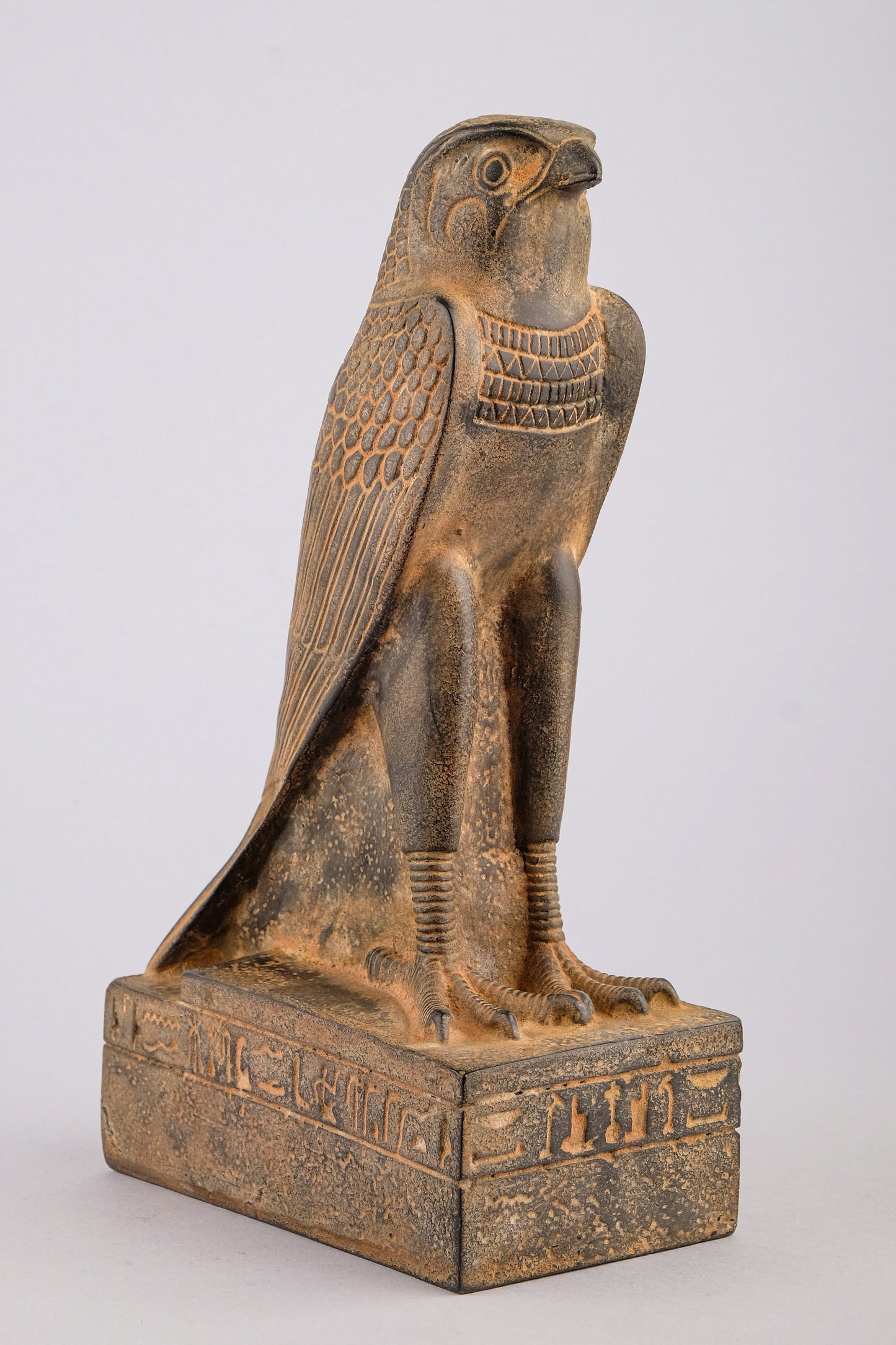 Ancient Egyptian Falcon Bird Horus statue heavy black stone made in Egypt