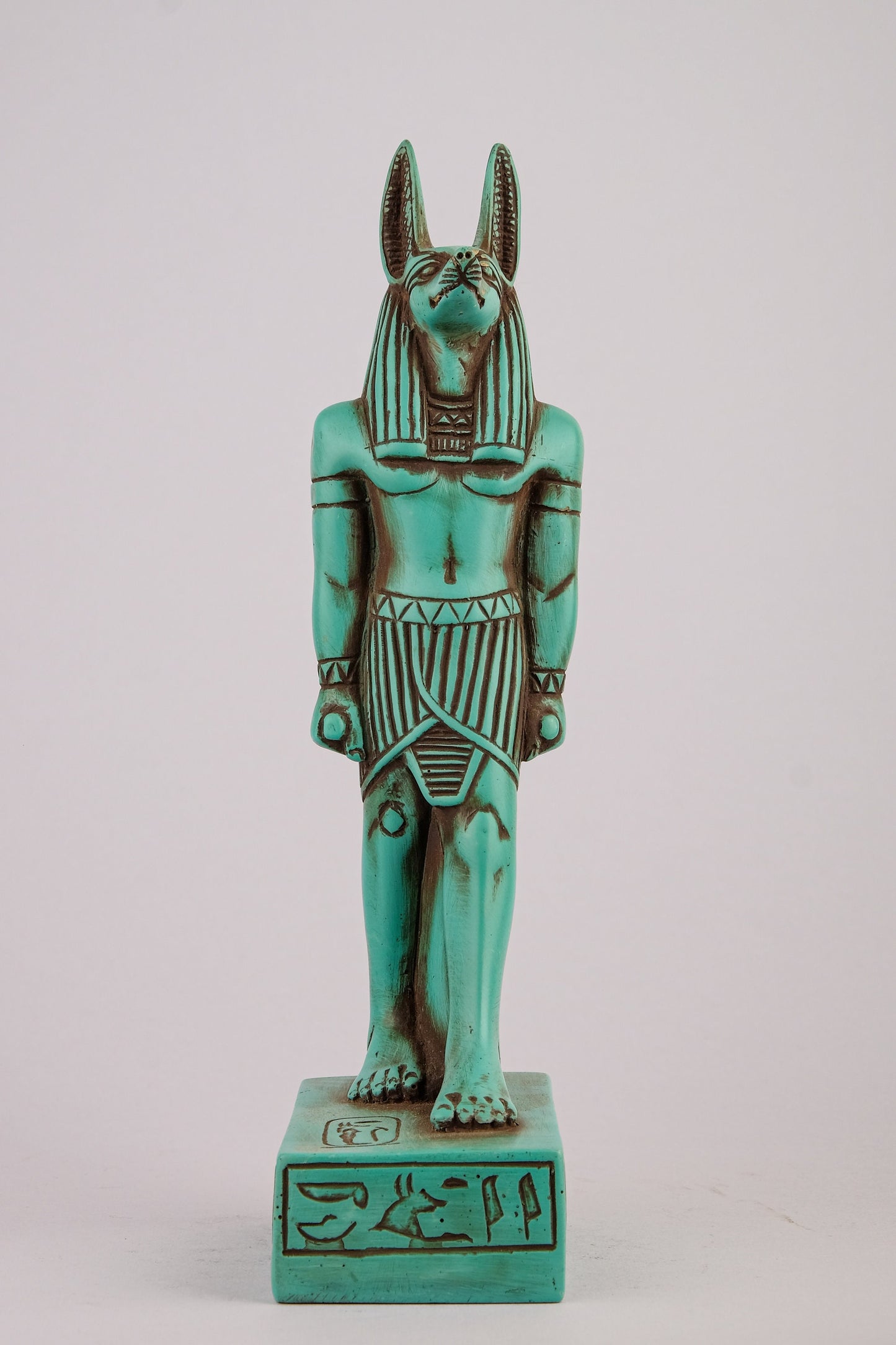 A unique ancient Egyptian statue of Anubis Jackal God of afterlife and mummification green stone made in Egypt