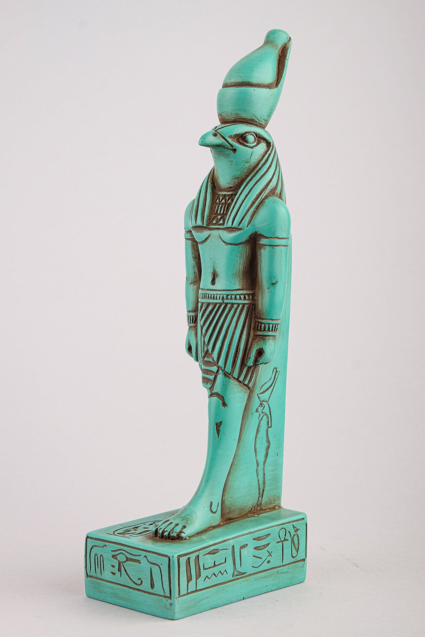 Statue Horus Falcon Headed God of Sky standing unique art Sculpture green stone made in Egypt