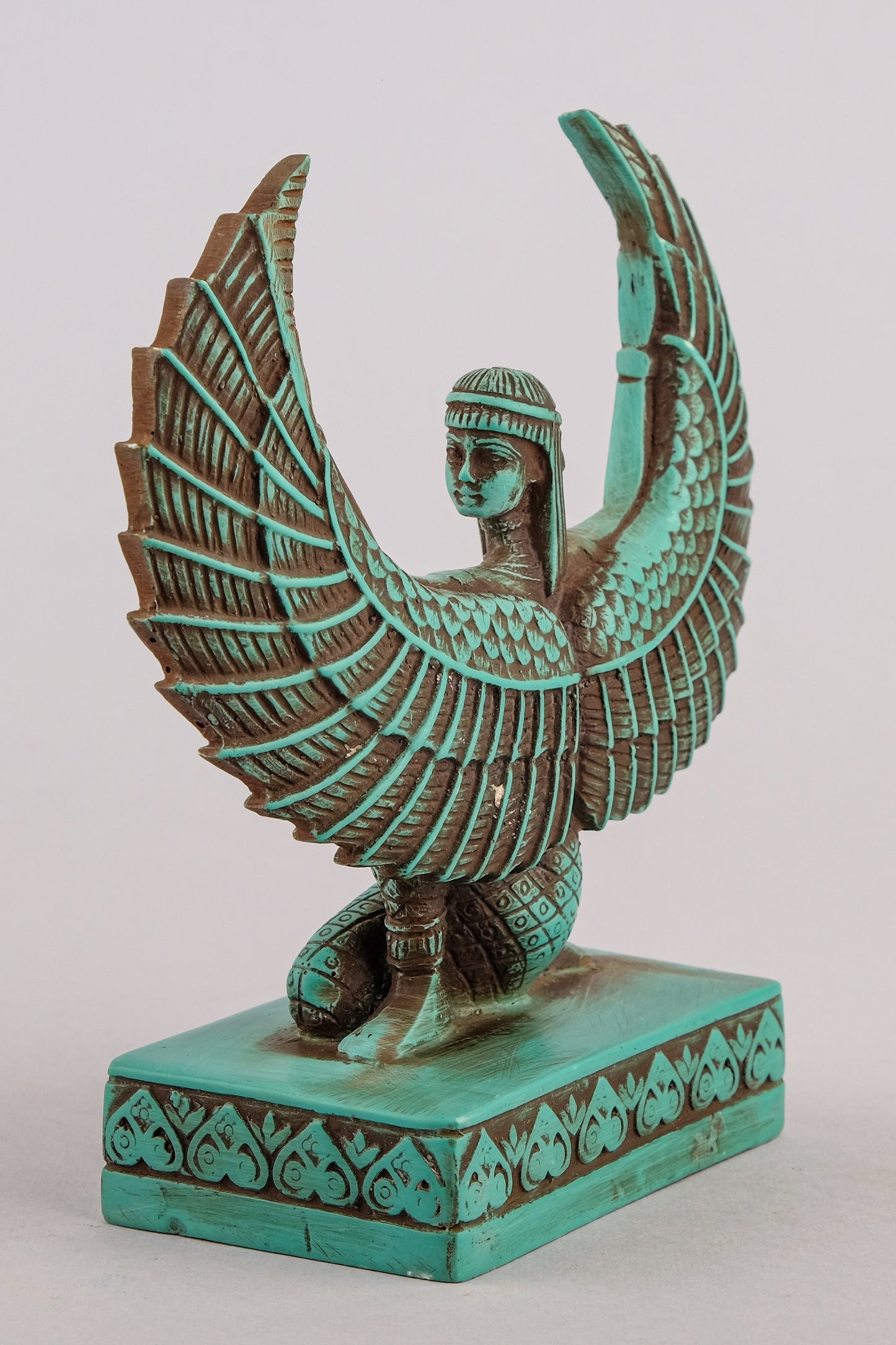 Egyptian statue of Isis handmade from green limestone made in Egypt
