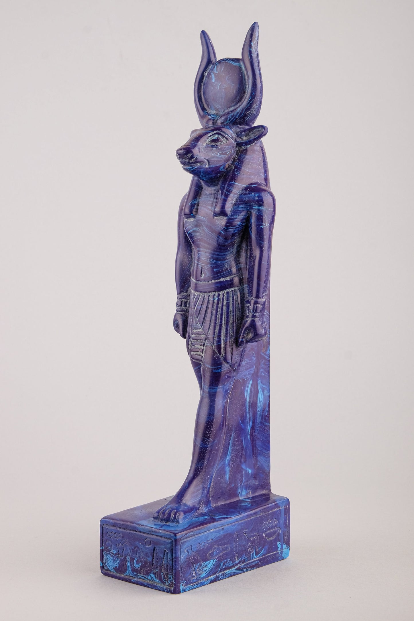 Vintage Ancient Egyptian statue of goddess Hathor heavy Unique Blue color Made in Egypt