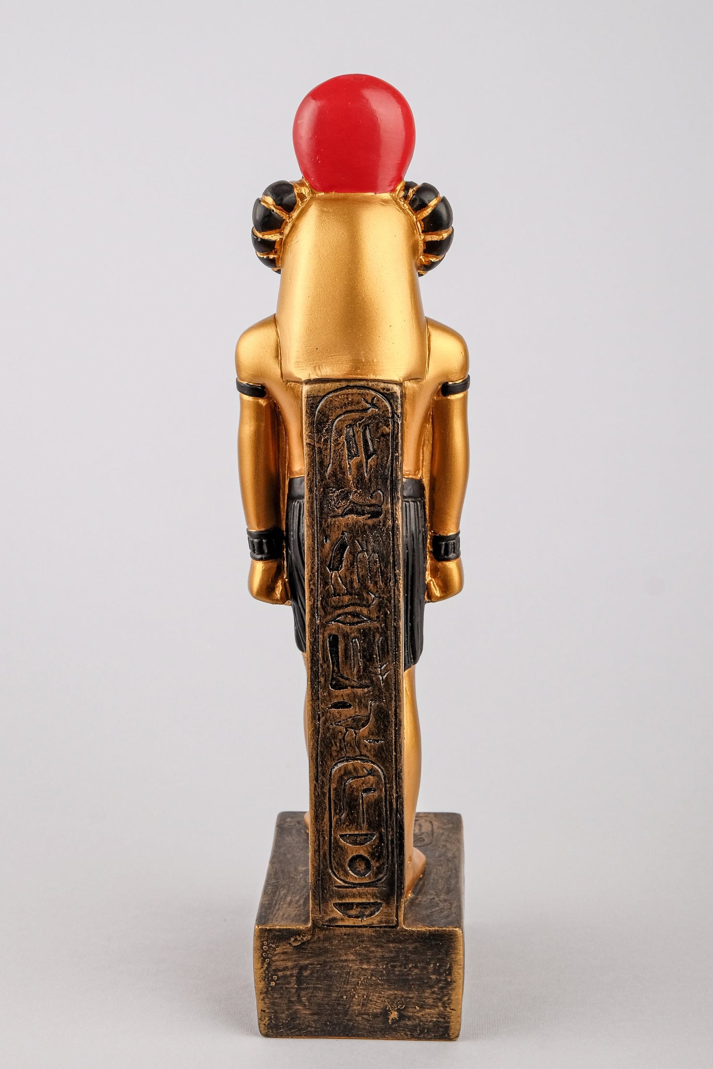 Ancient Egyptian Statue of Khnum symbol of potters source of the Nile Egyptian Art solid stone hand painted gold made in Egypt