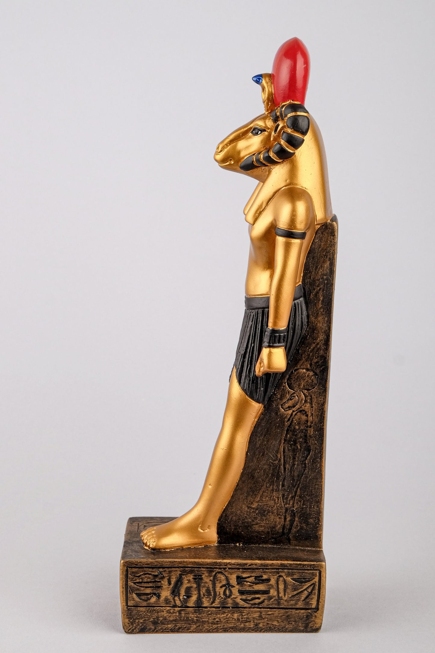 Ancient Egyptian Statue of Khnum symbol of potters source of the Nile Egyptian Art solid stone hand painted gold made in Egypt