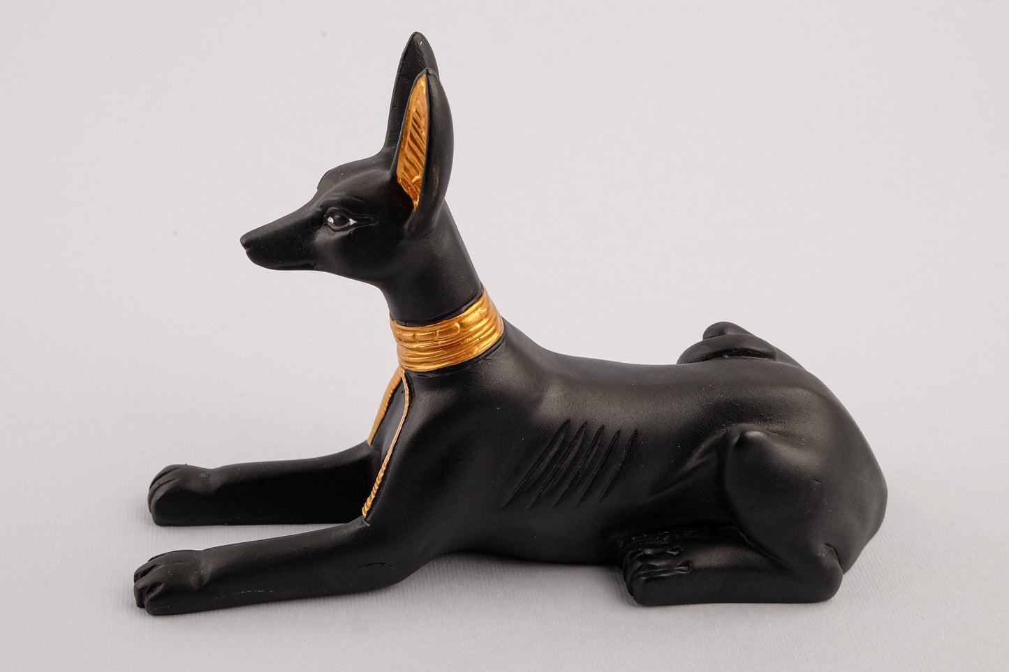 Ancient Egyptian statue of God Anubis Jackal Dog Statue Hand made from stone painted gold and Black made in Egypt