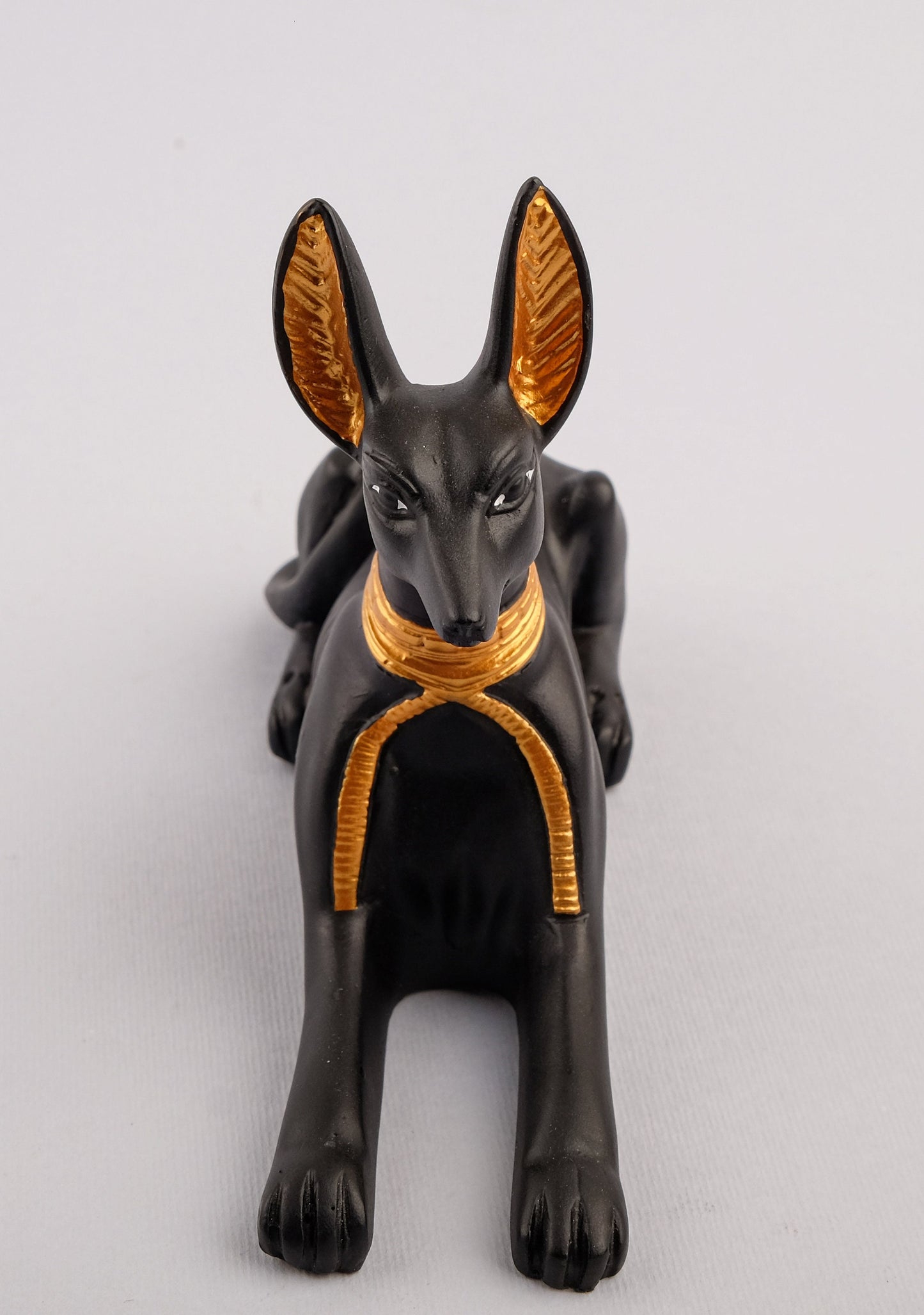Ancient Egyptian statue of God Anubis Jackal Dog Statue Hand made from stone painted gold and Black made in Egypt