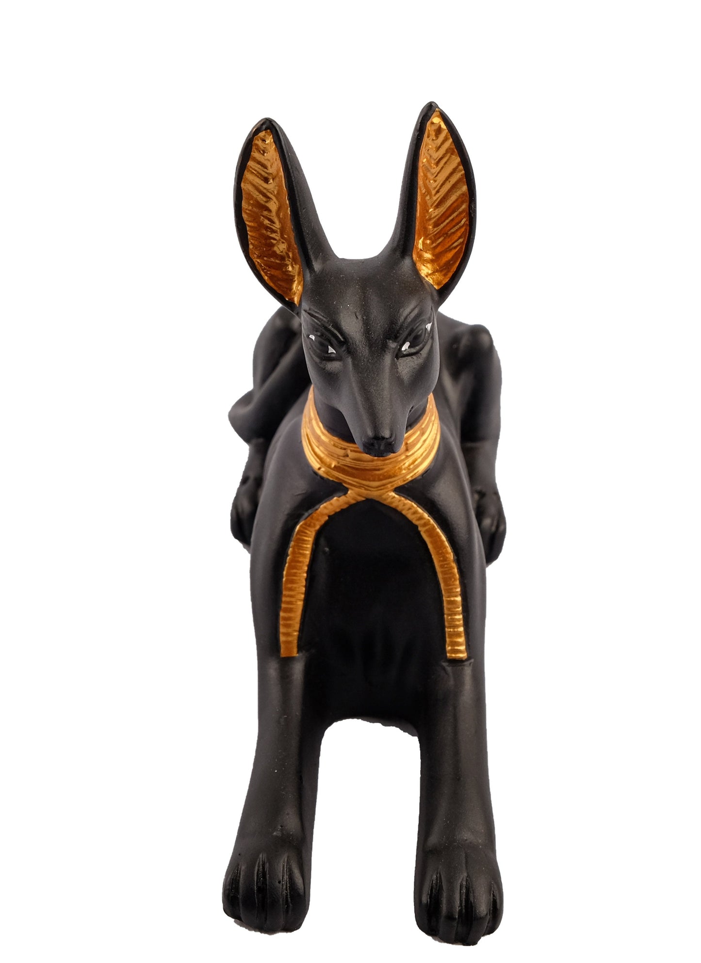 Ancient Egyptian statue of God Anubis Jackal Dog Statue Hand made from stone painted gold and Black made in Egypt