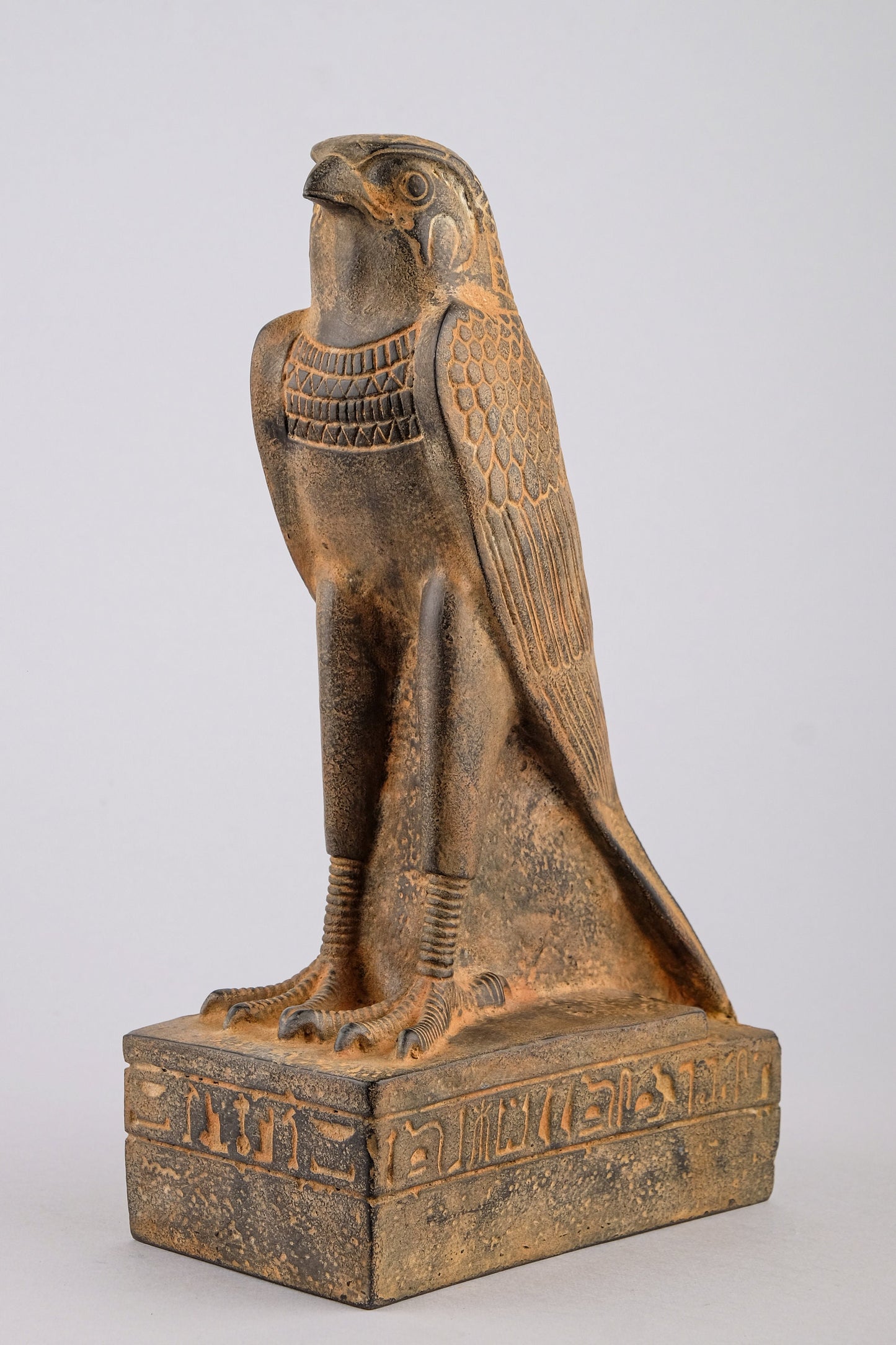 Ancient Egyptian Falcon Bird Horus statue heavy black stone made in Egypt