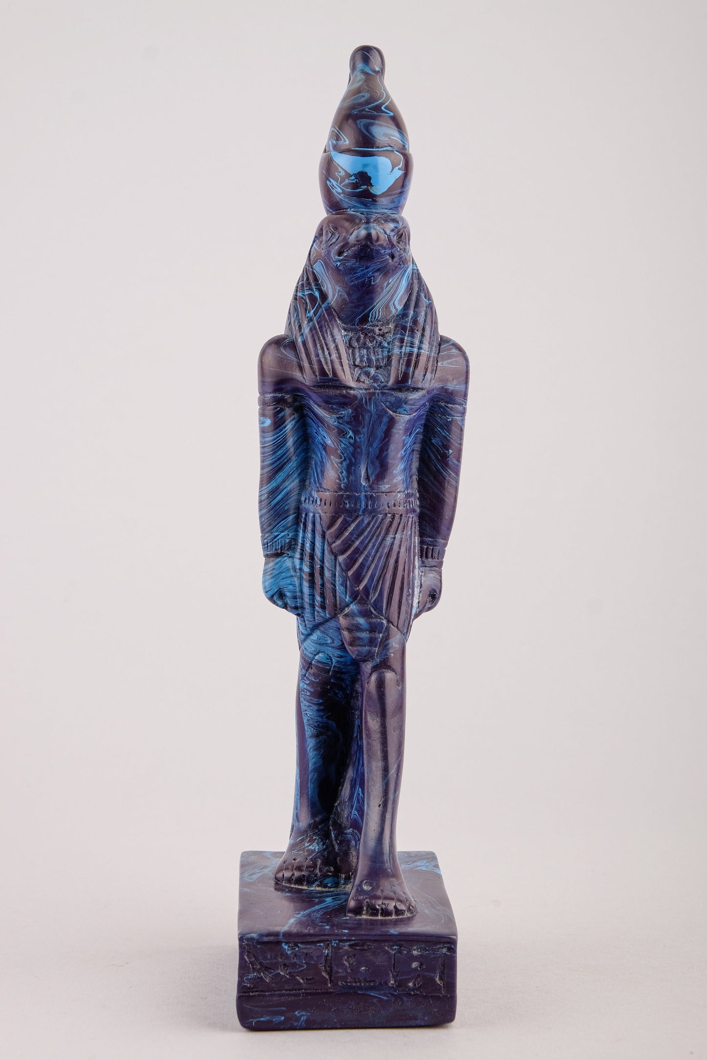 Statue Horus Falcon Headed God of Sky standing unique art Sculpture blue made in Egypt