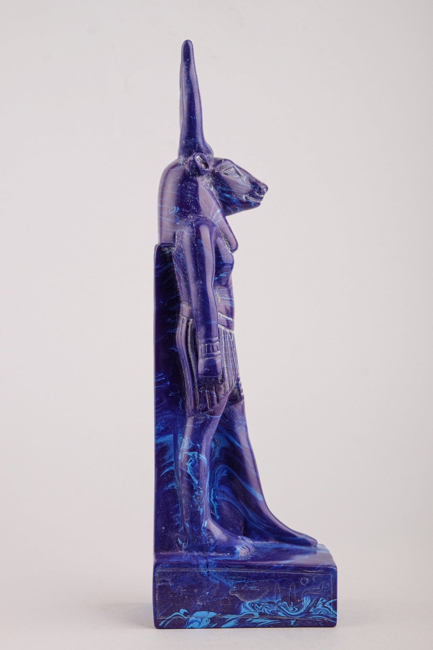 Vintage Ancient Egyptian statue of goddess Hathor heavy Unique Blue color Made in Egypt