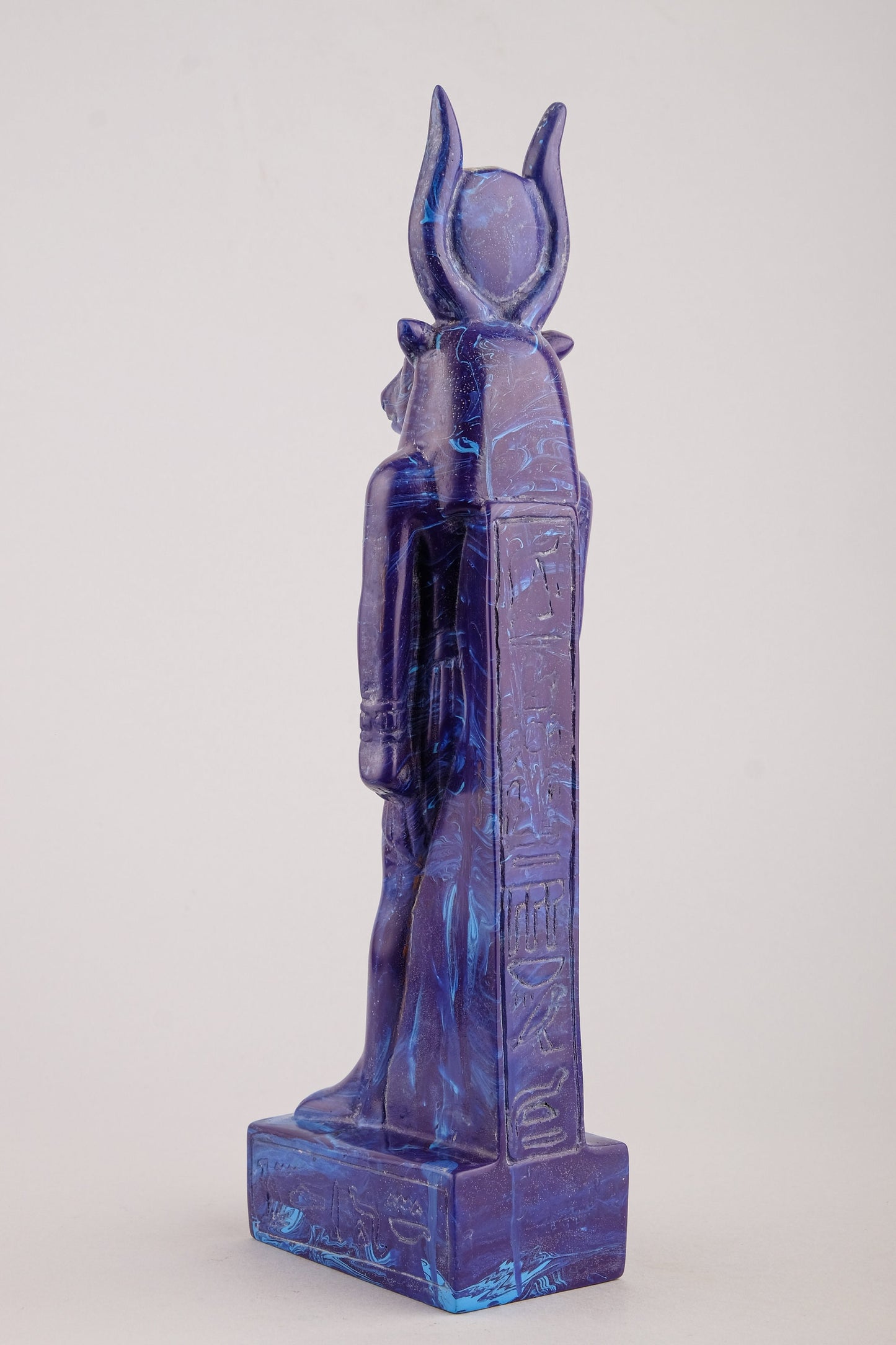 Vintage Ancient Egyptian statue of goddess Hathor heavy Unique Blue color Made in Egypt
