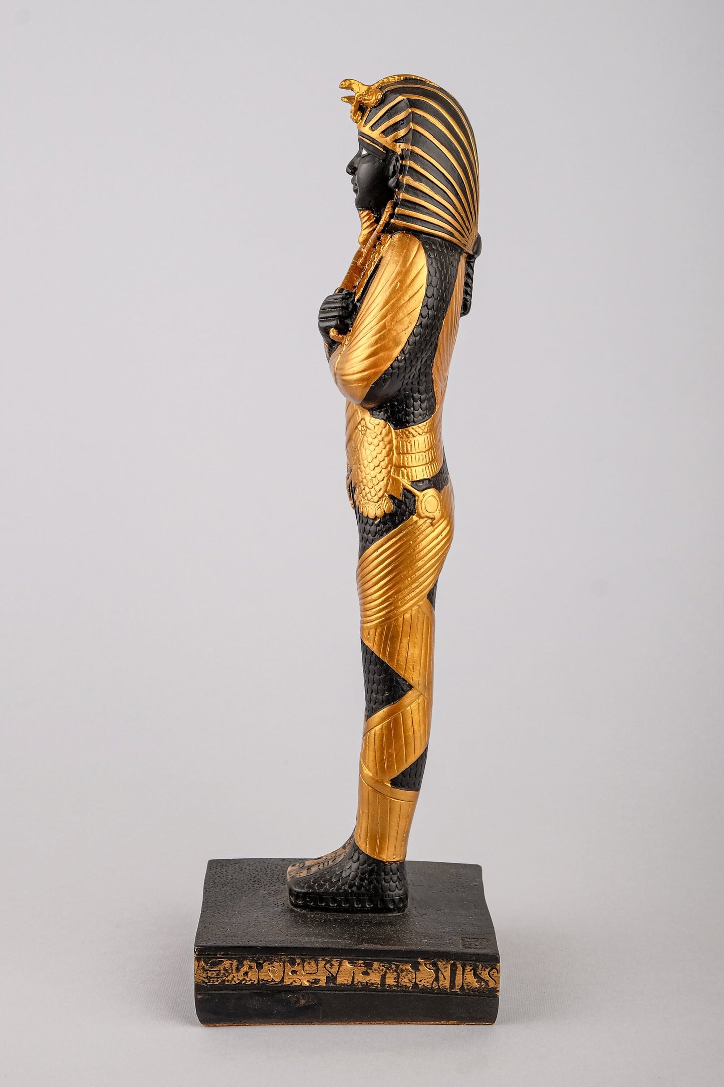 Ancient Egyptian statue of King Tutankhamun large hand painted gold Black heavy stone made in Egypt