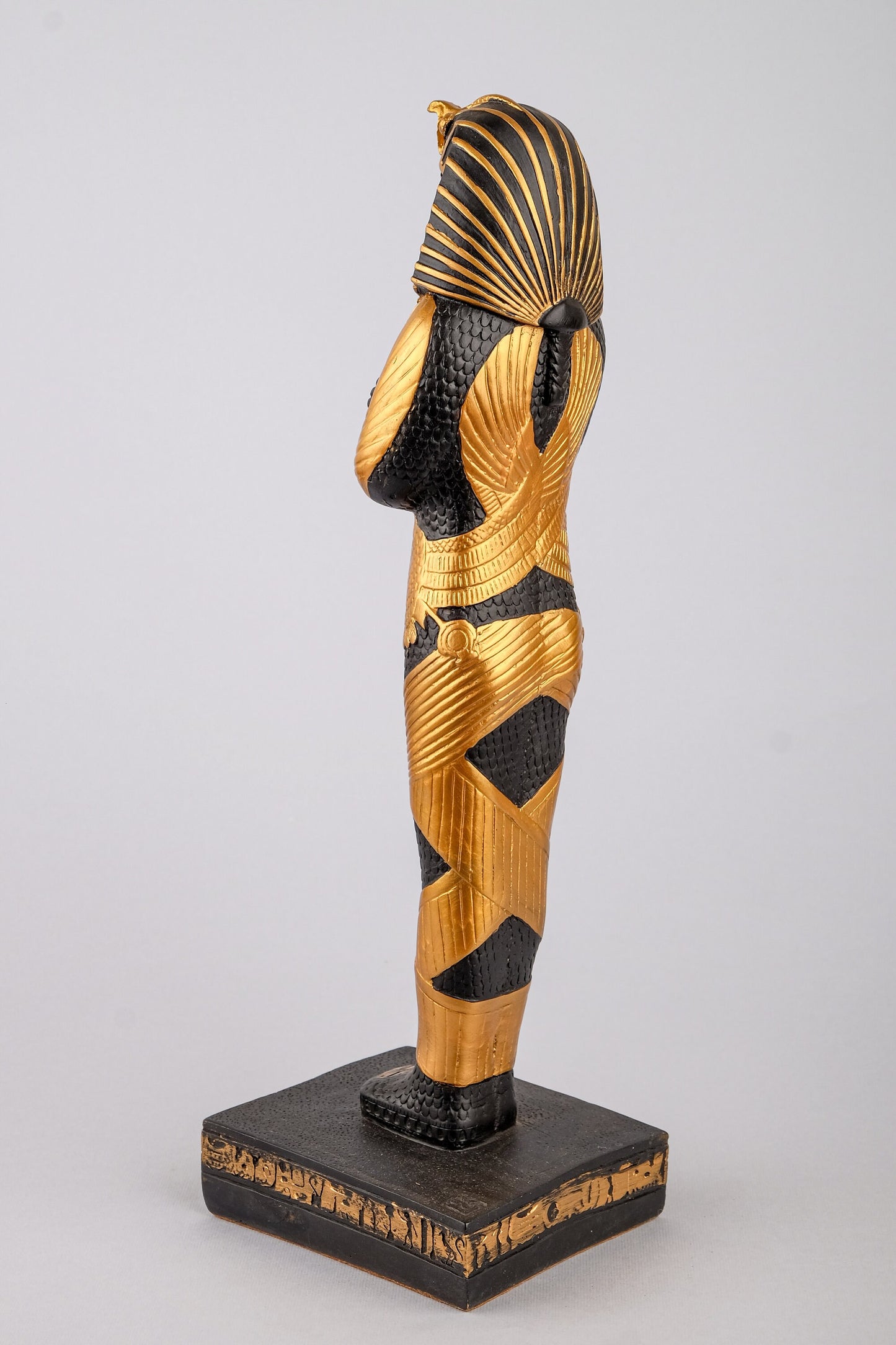 Ancient Egyptian statue of King Tutankhamun large hand painted gold Black heavy stone made in Egypt