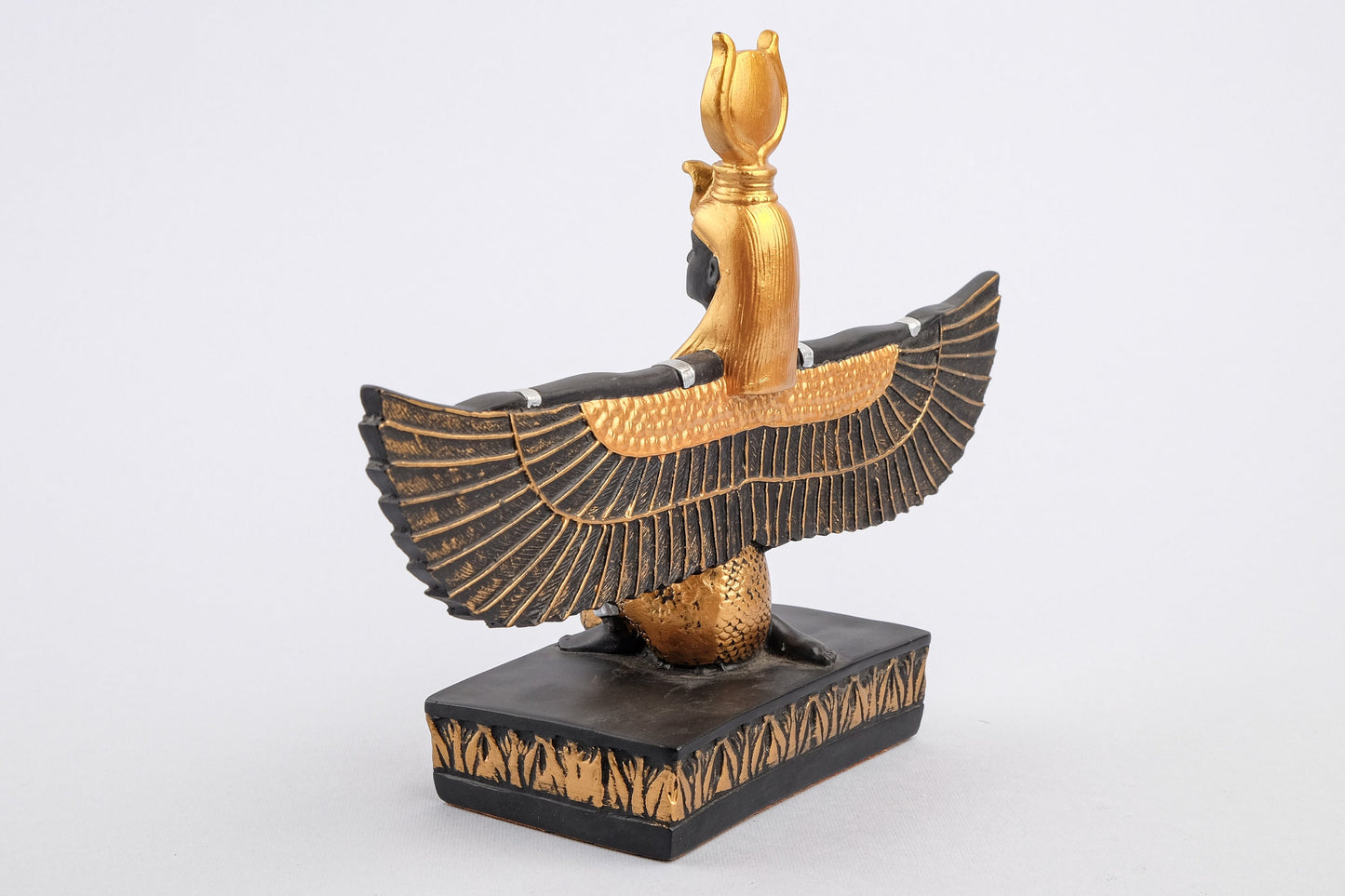 Egyptian statue of Isis Wings hand painted gold and black made in Egypt
