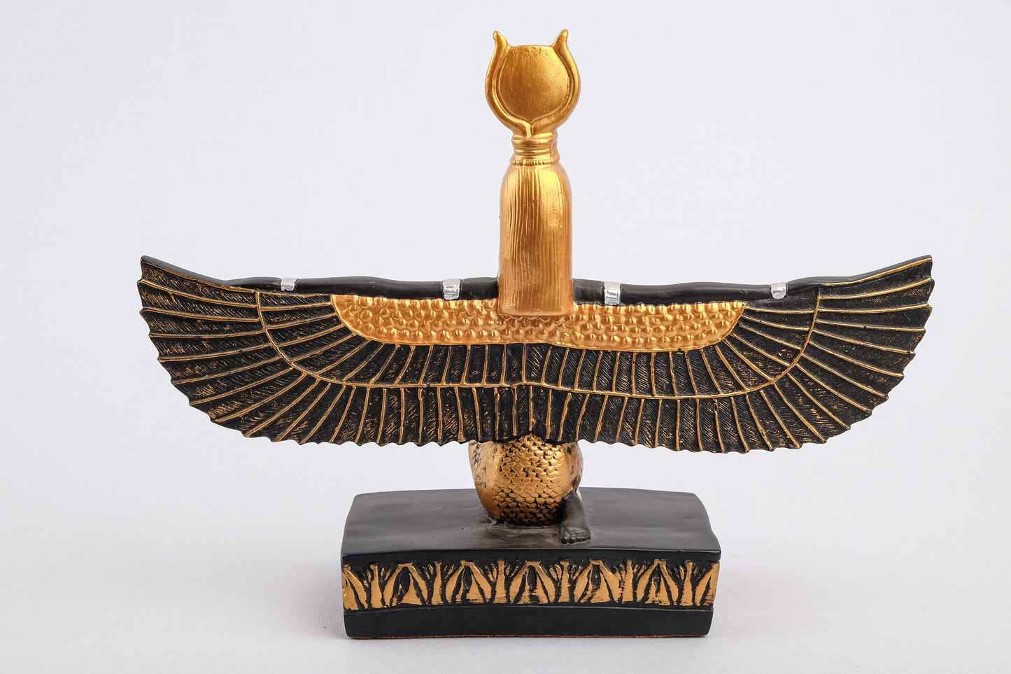 Egyptian statue of Isis Wings hand painted gold and black made in Egypt